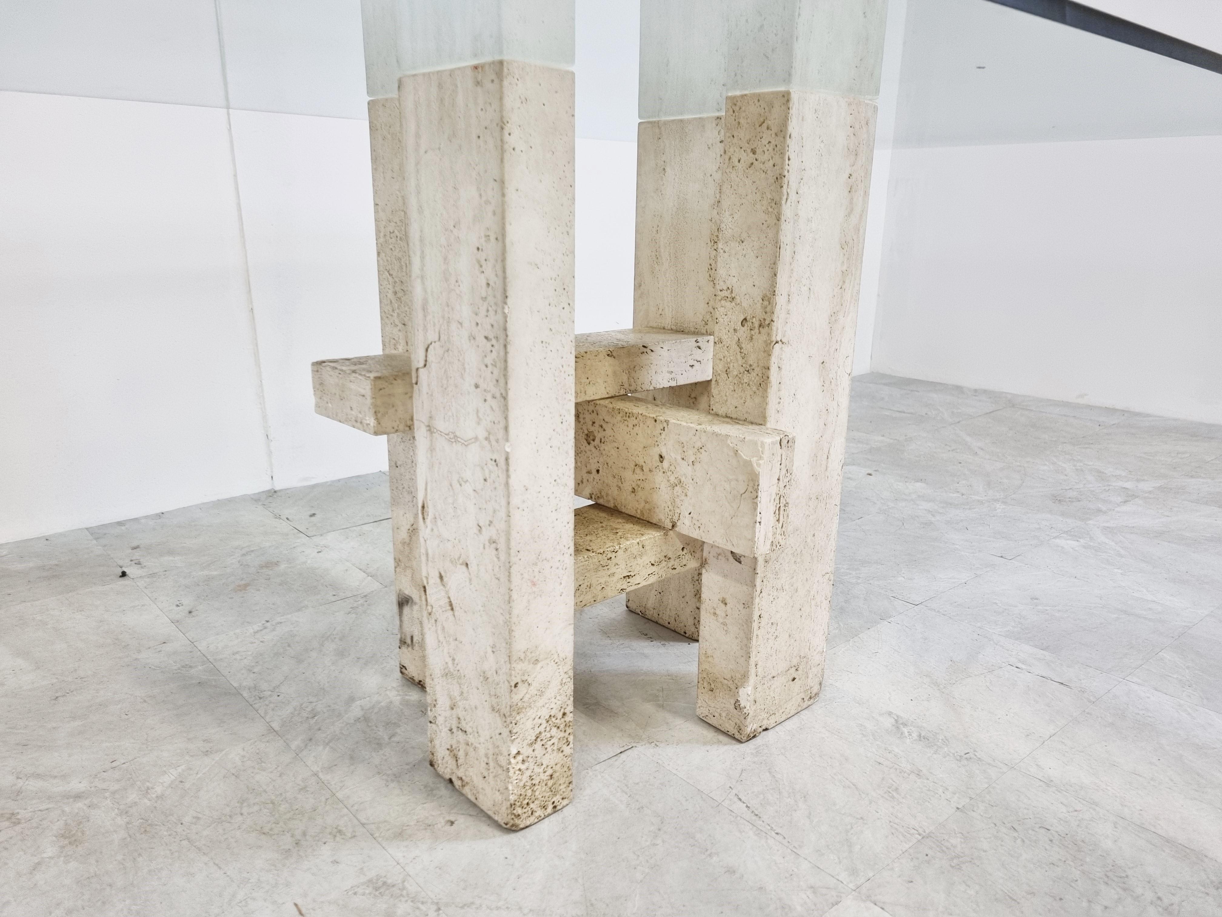 Late 20th Century Travertine Dining Table by Willy Ballez, 1970s