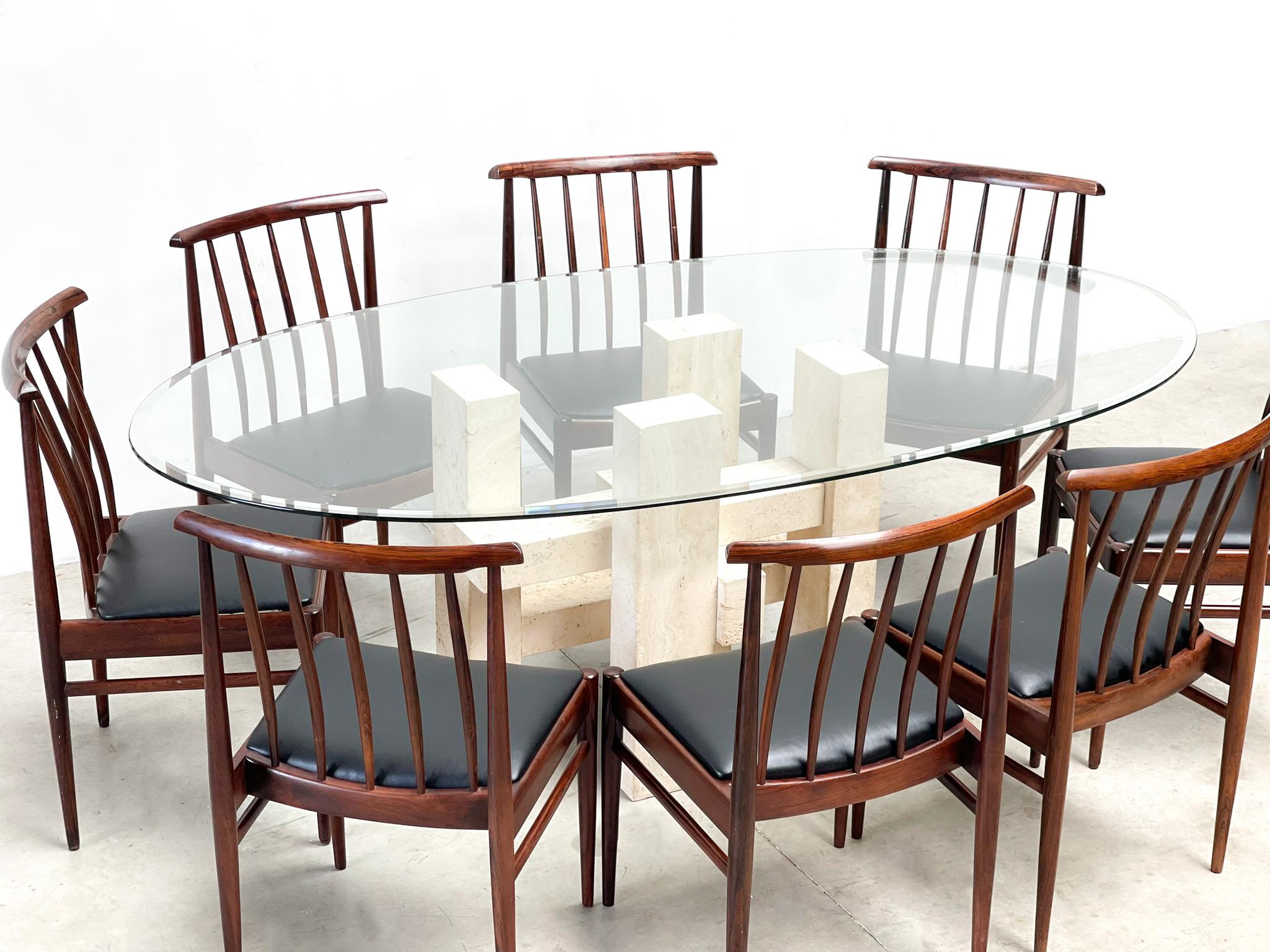 Travertine Dining Table by Willy Ballez, 1970s For Sale 1