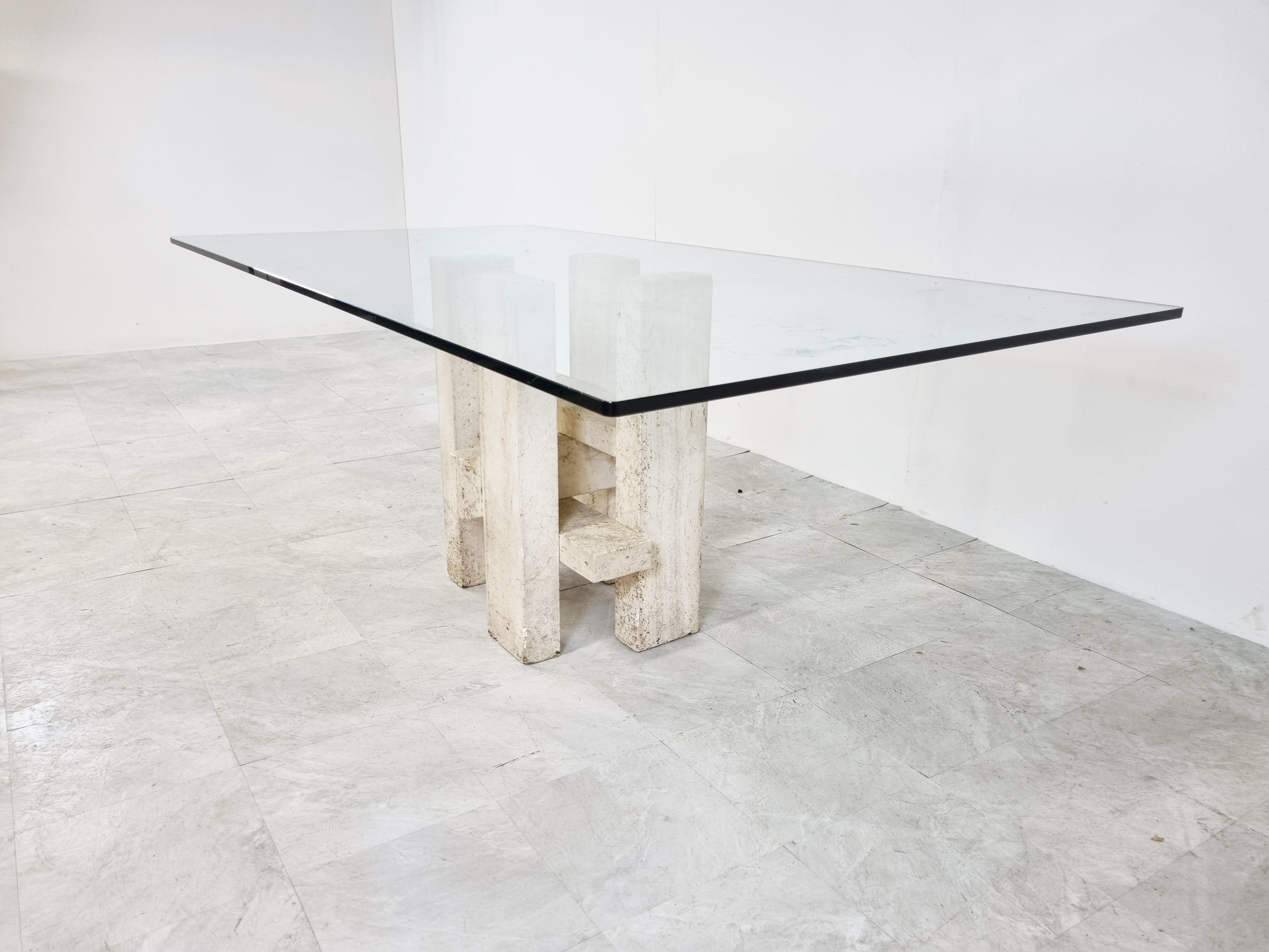 Travertine Dining Table by Willy Ballez, 1970s 2