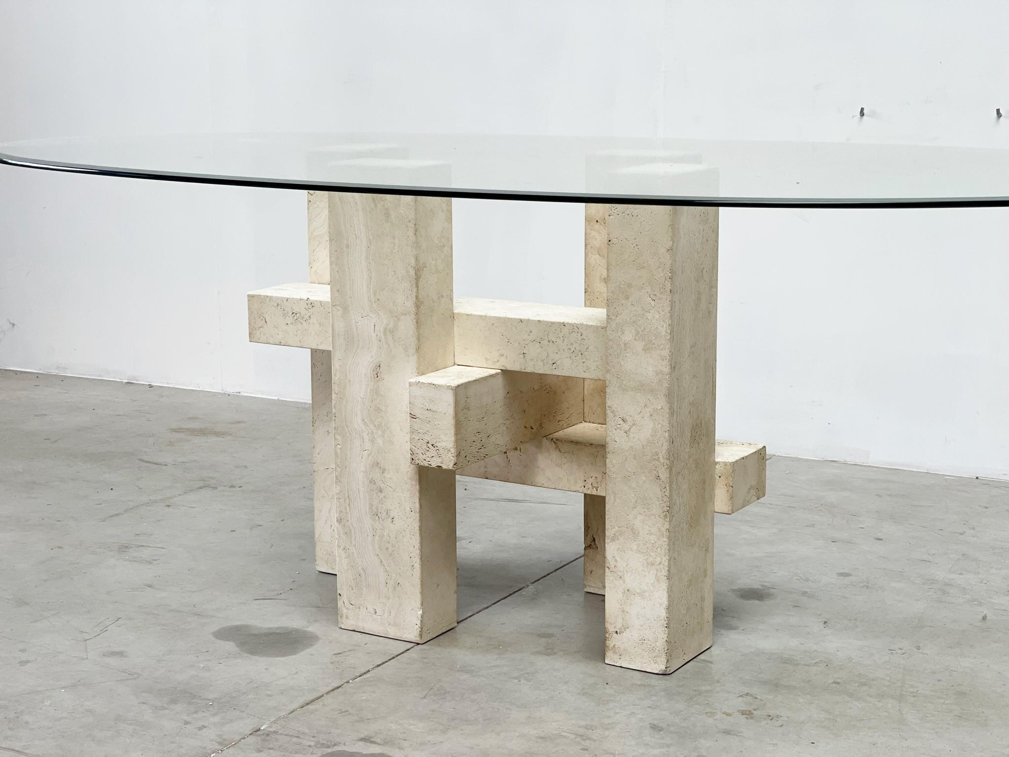 Travertine Dining Table by Willy Ballez, 1970s For Sale 2