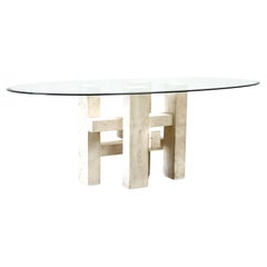 Travertine Dining Table by Willy Ballez, 1970s