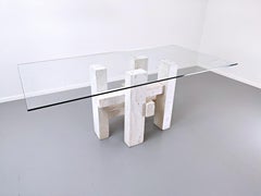 Travertine Dining Table by Willy Ballez