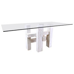 Travertine Dining Table by Willy Ballez