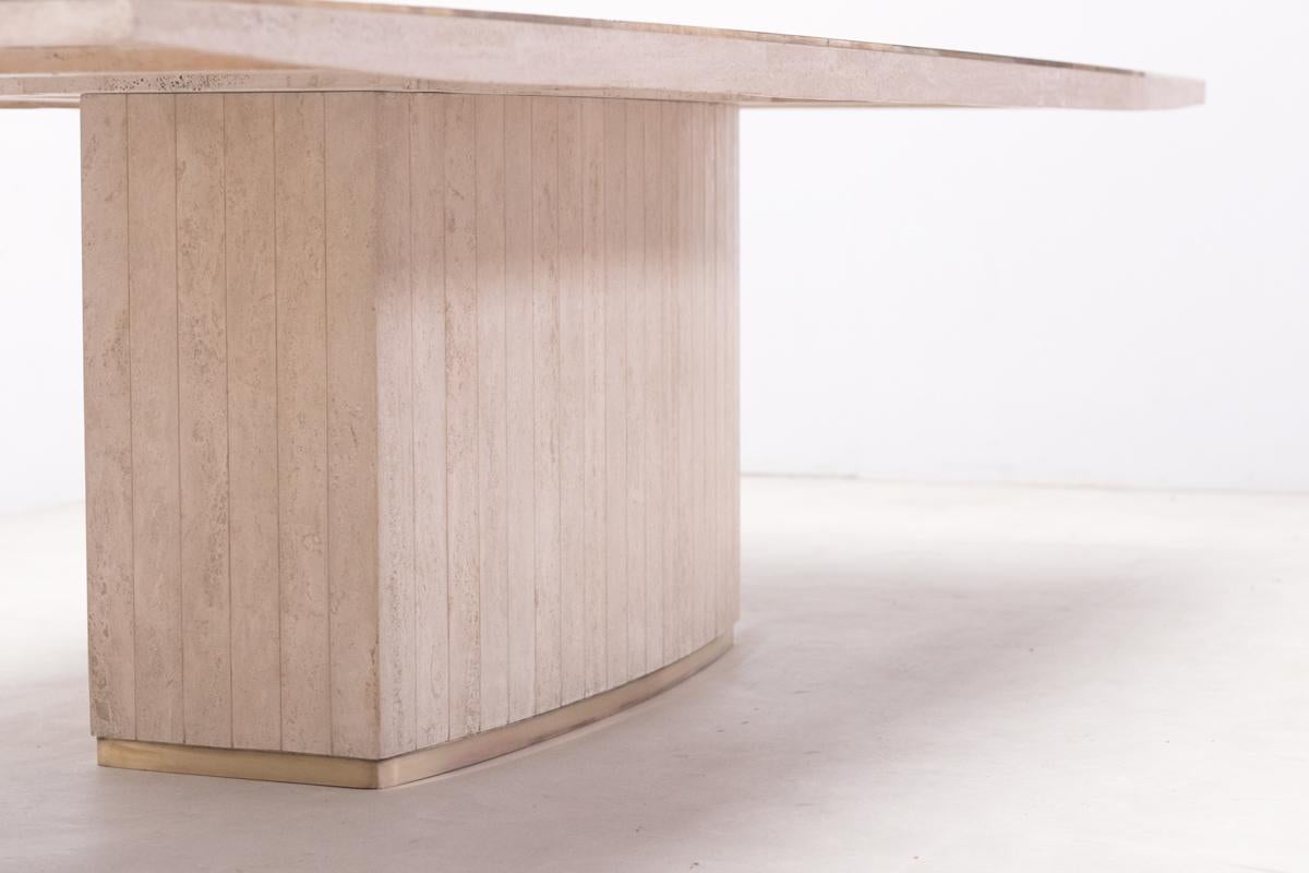 Travertine dining table by Willy Rizzo, 1969  In Good Condition For Sale In Brussels, BE