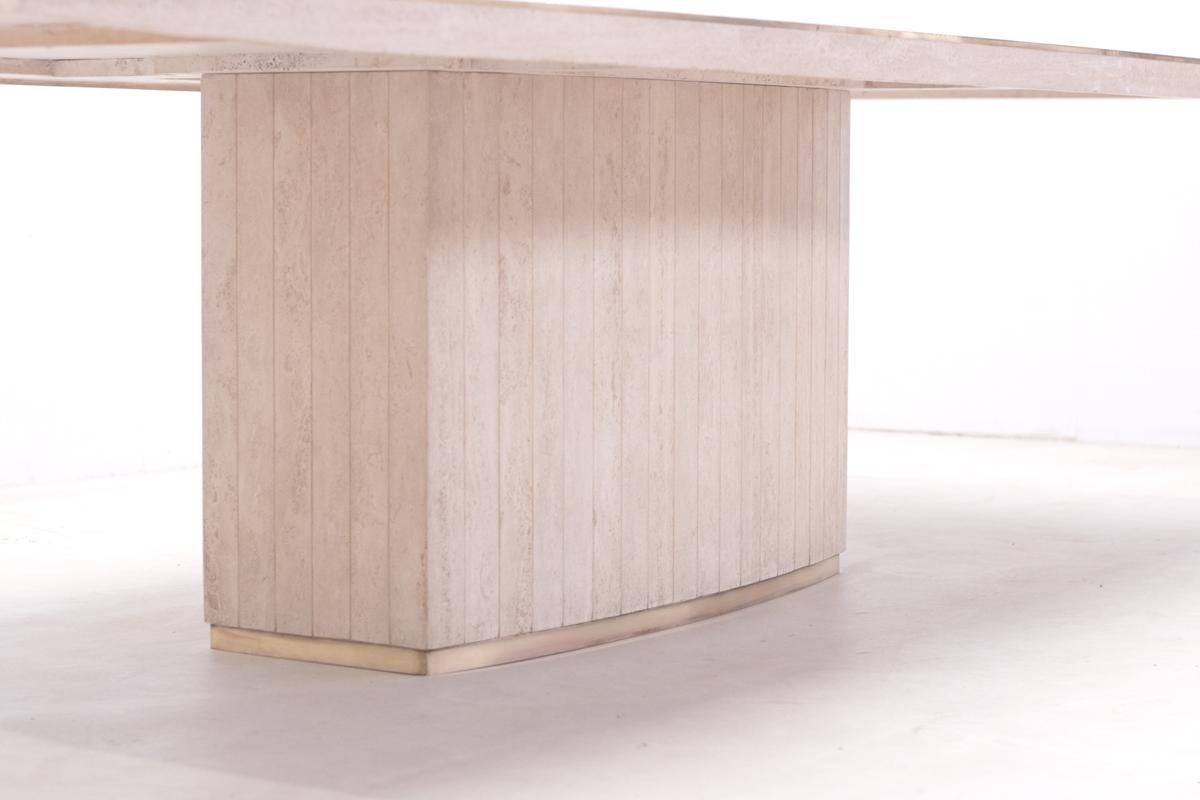 Travertine dining table by Willy Rizzo, 1969  For Sale 1