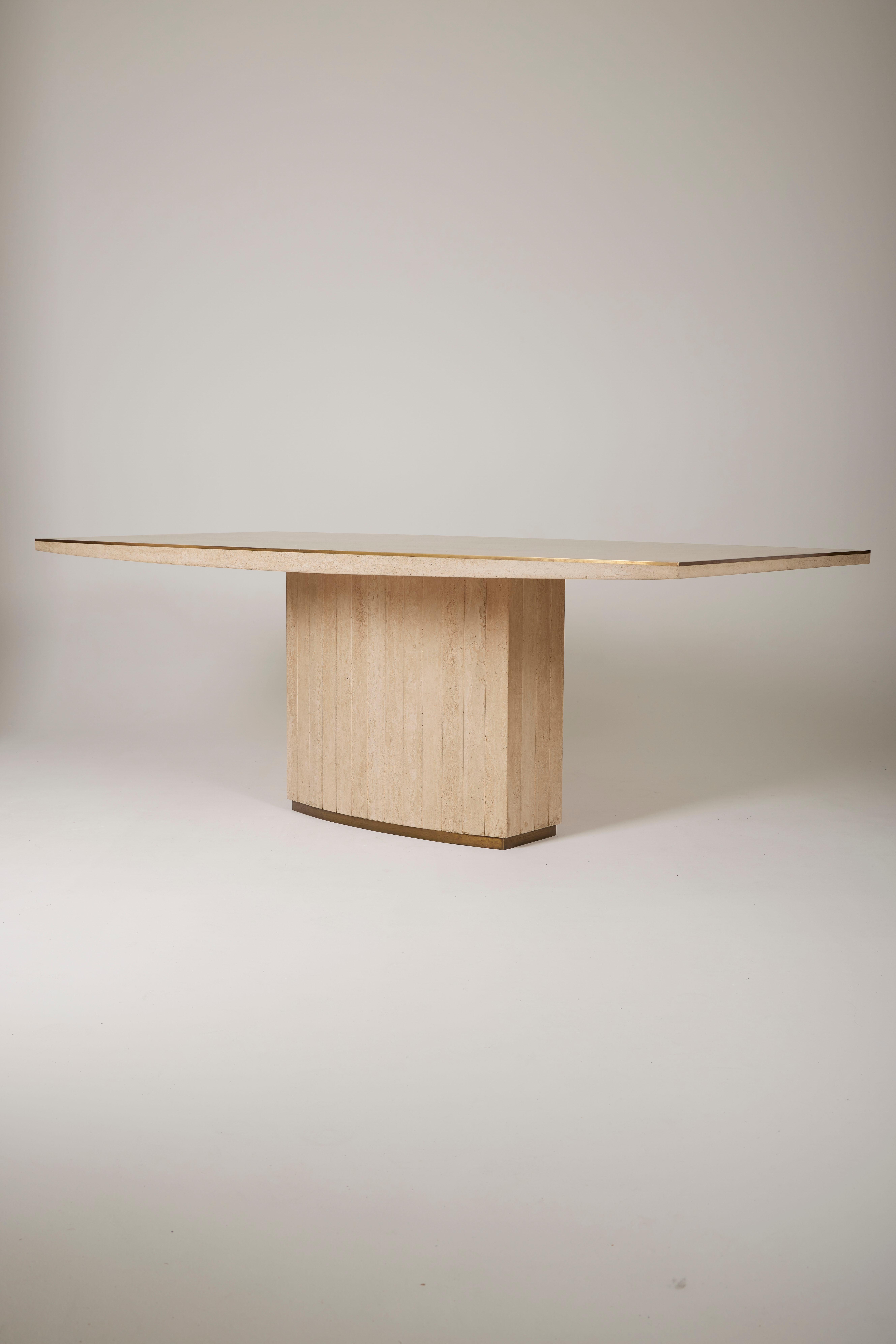 Travertine dining table by Willy Rizzo  In Good Condition In PARIS, FR