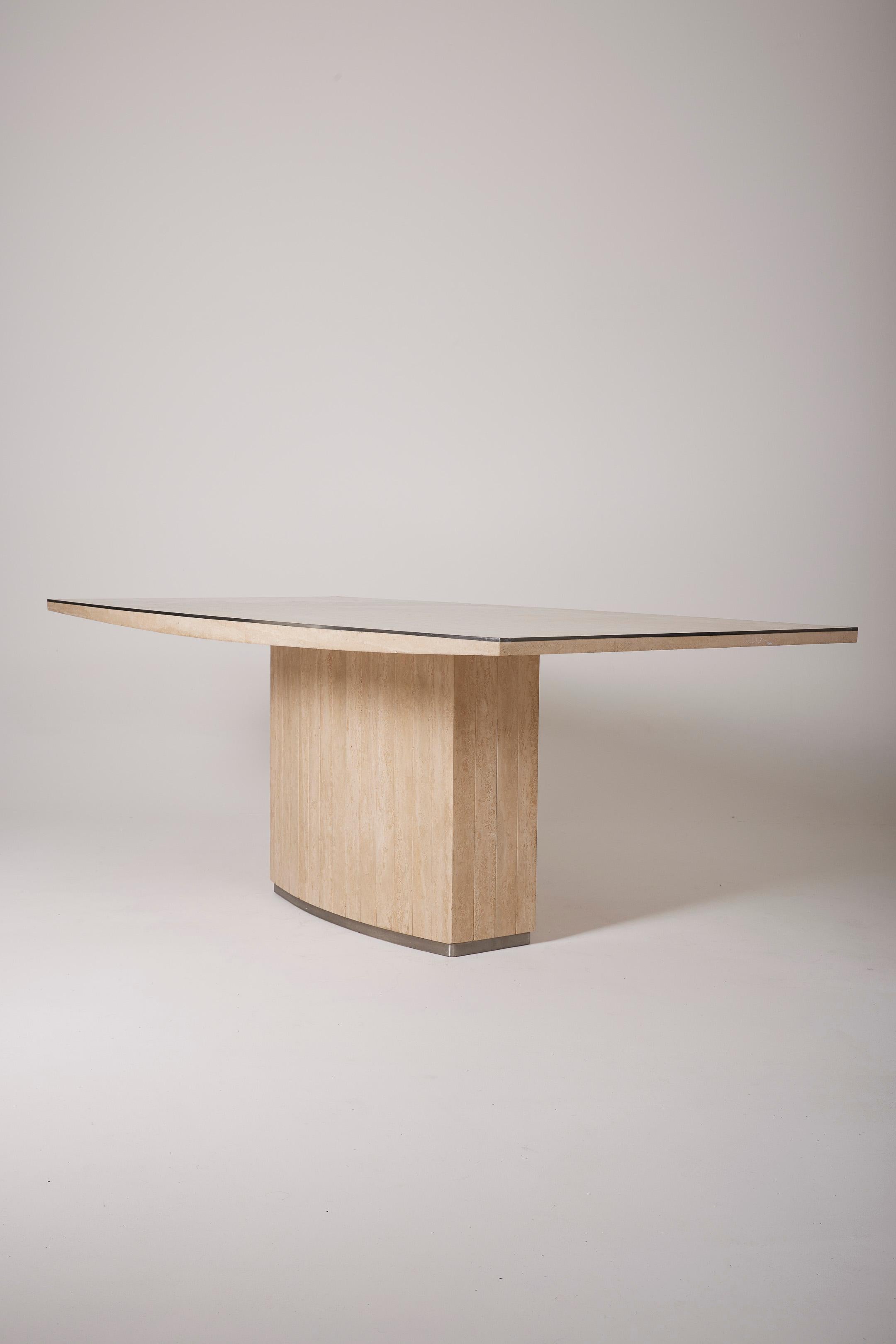 Travertine dining table by Willy Rizzo In Good Condition For Sale In PARIS, FR