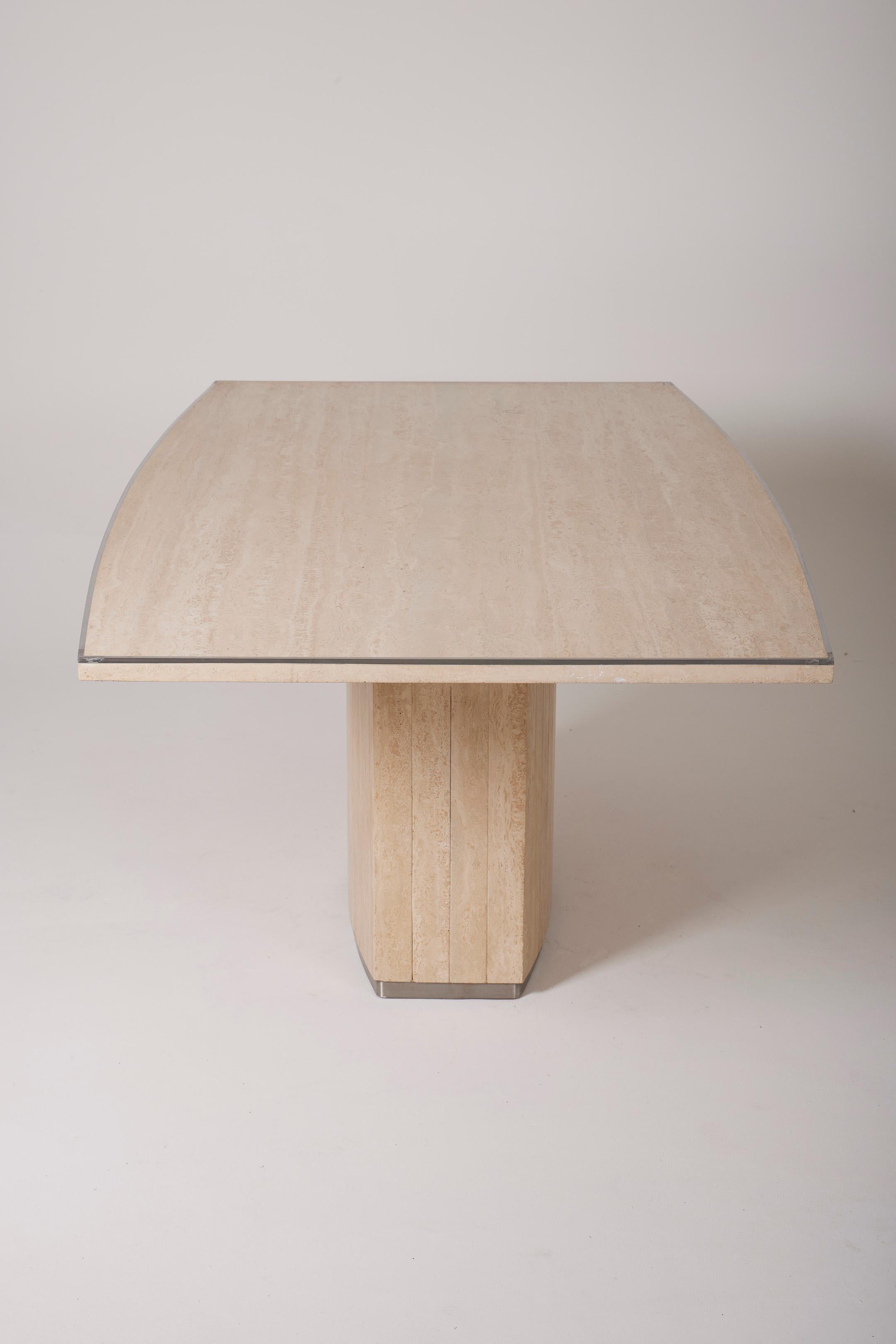 Travertine dining table by Willy Rizzo For Sale 1