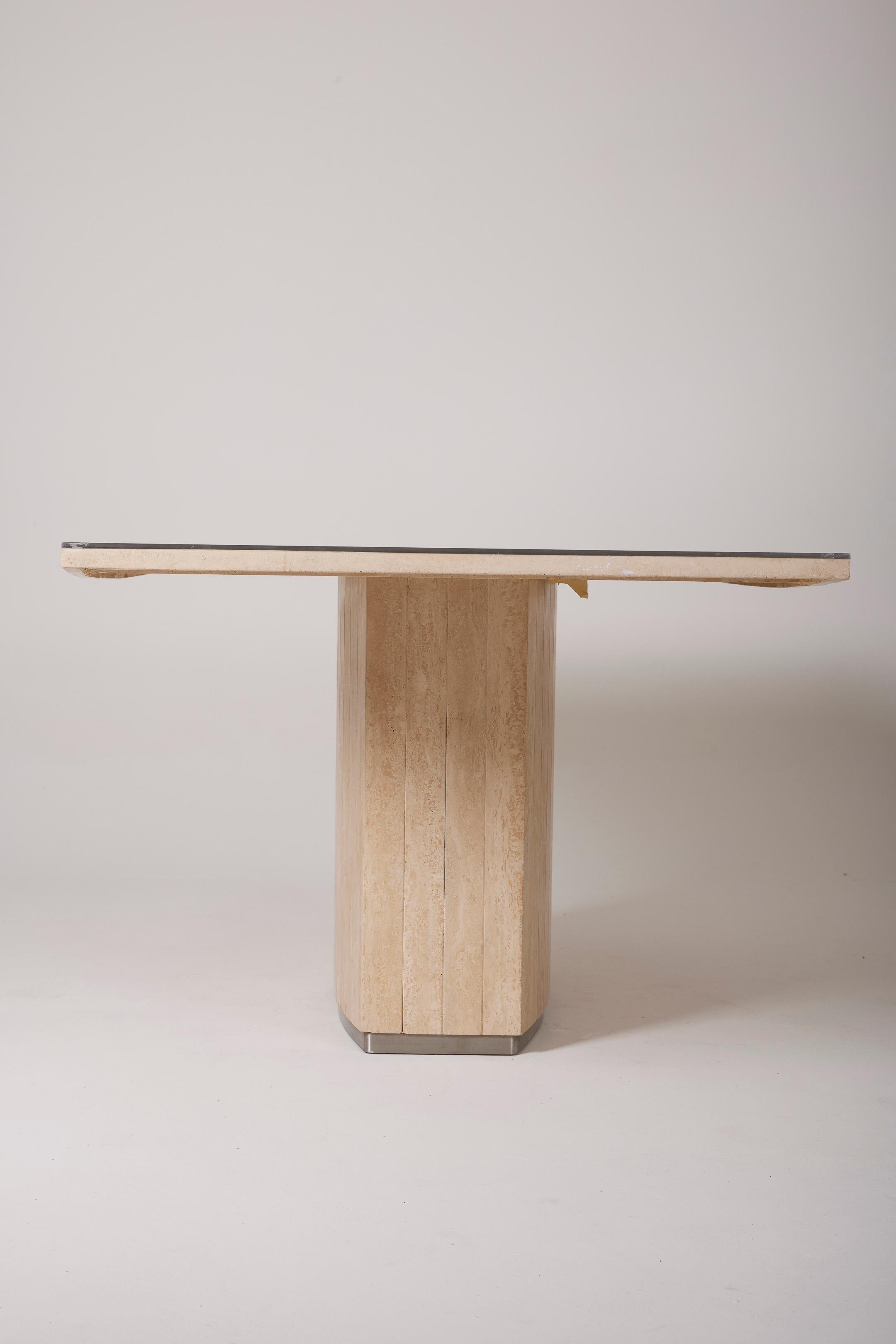Travertine dining table by Willy Rizzo For Sale 2