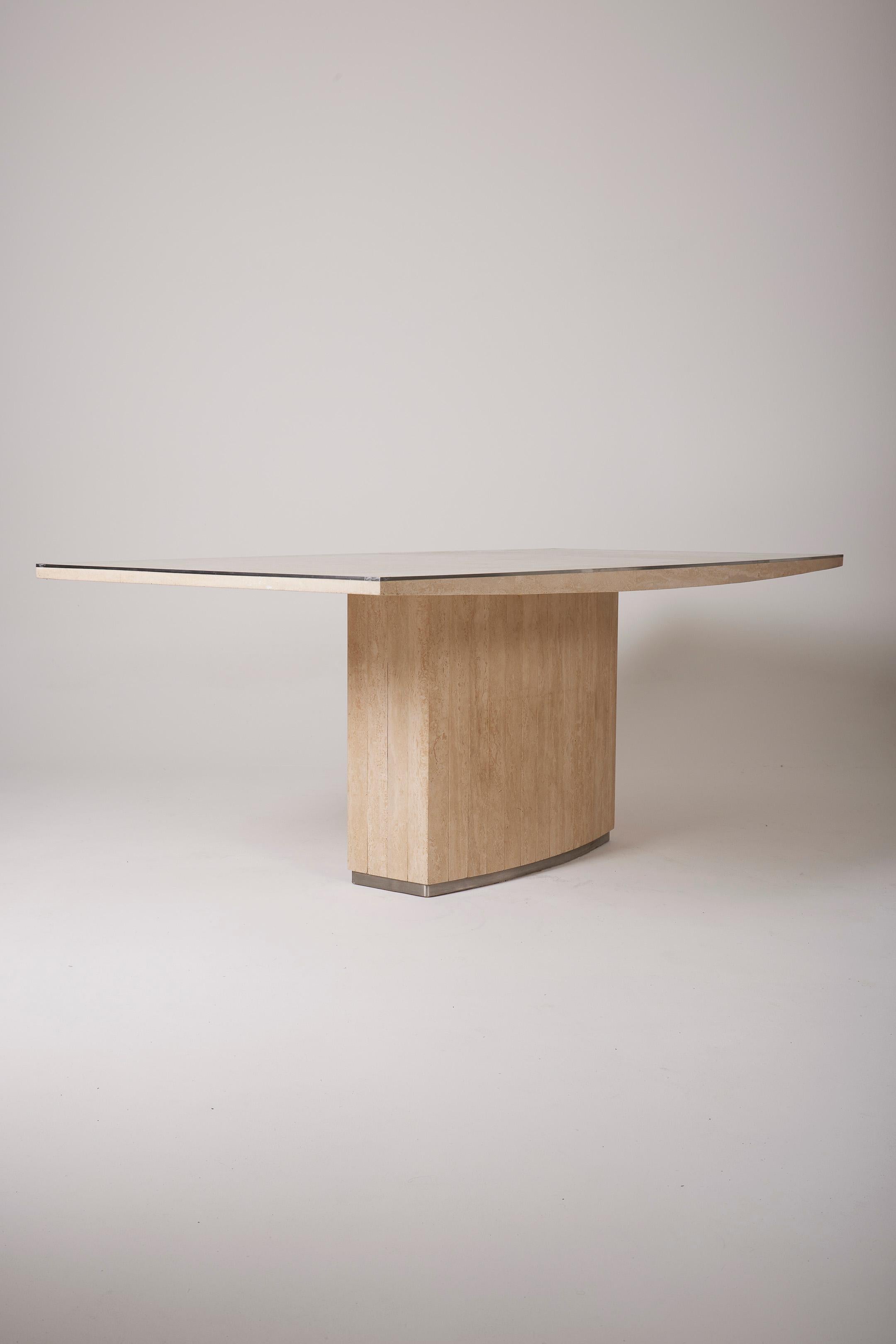 Travertine dining table by Willy Rizzo For Sale 5