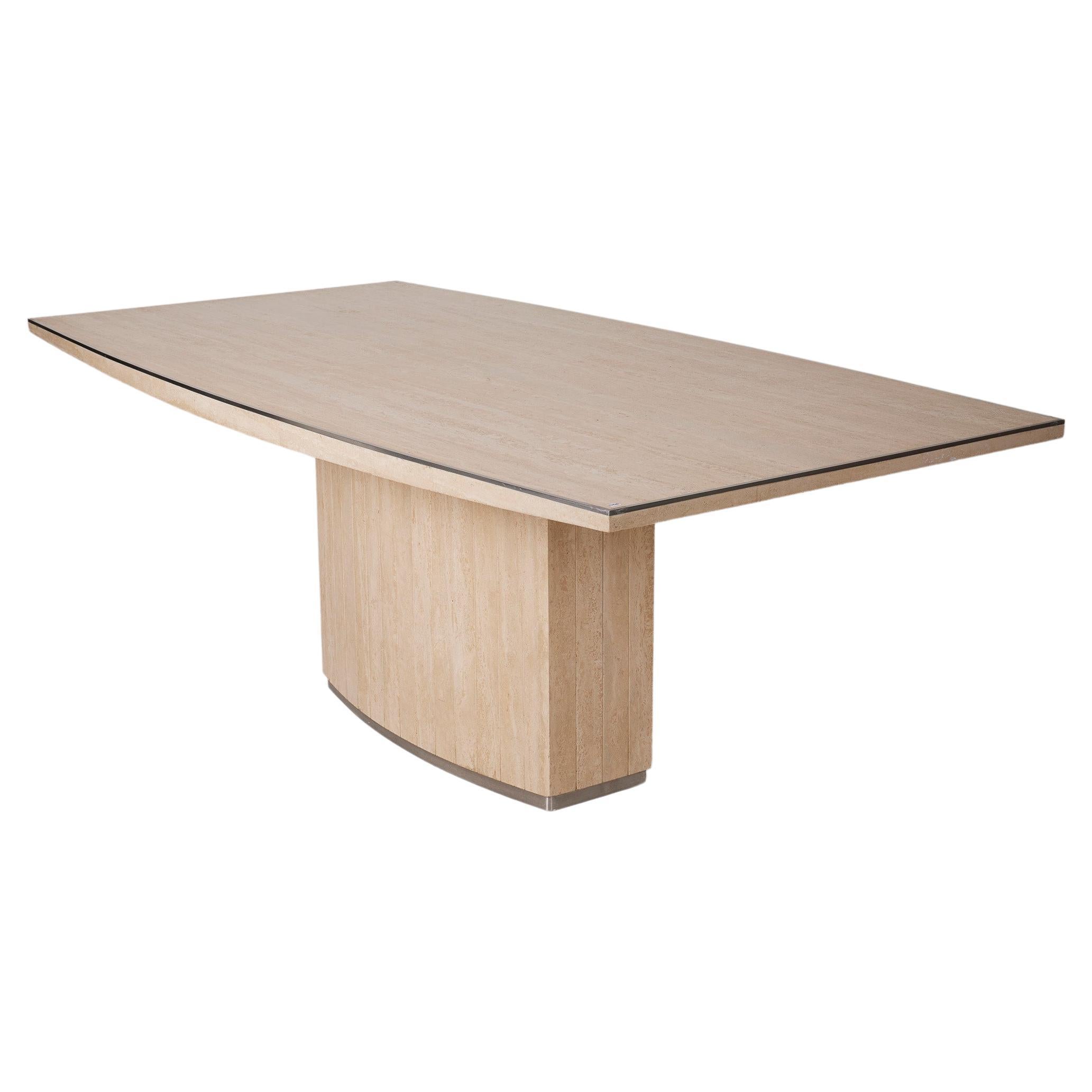 Travertine dining table by Willy Rizzo For Sale