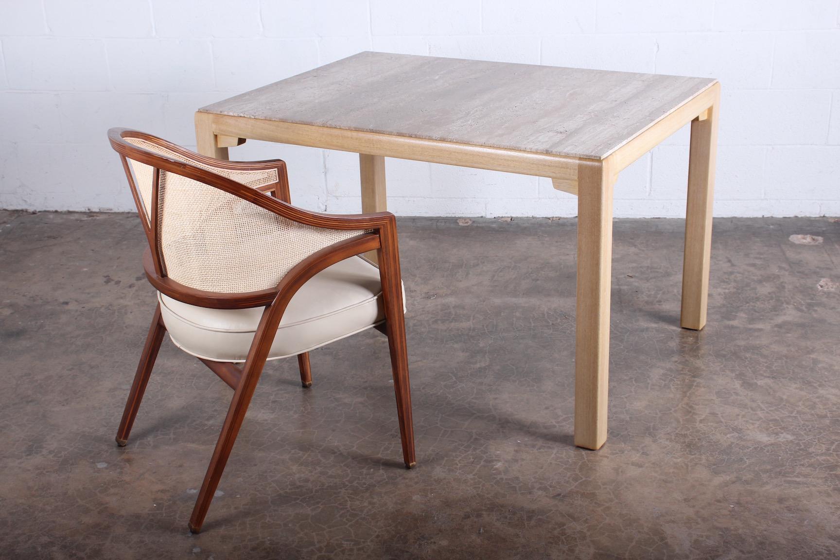 Travertine Dining Table / Desk by Edward Wormley for Dunbar For Sale 7
