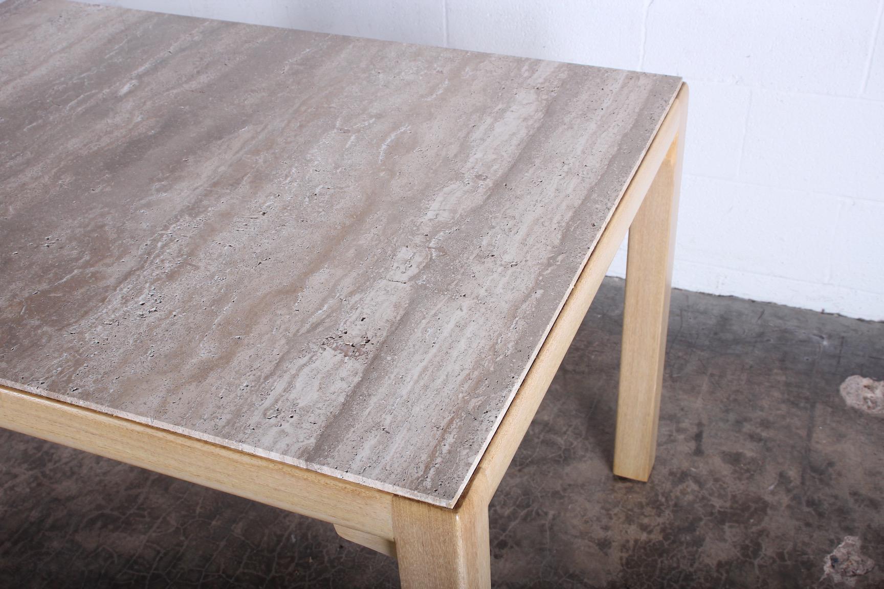 Travertine Dining Table / Desk by Edward Wormley for Dunbar For Sale 2