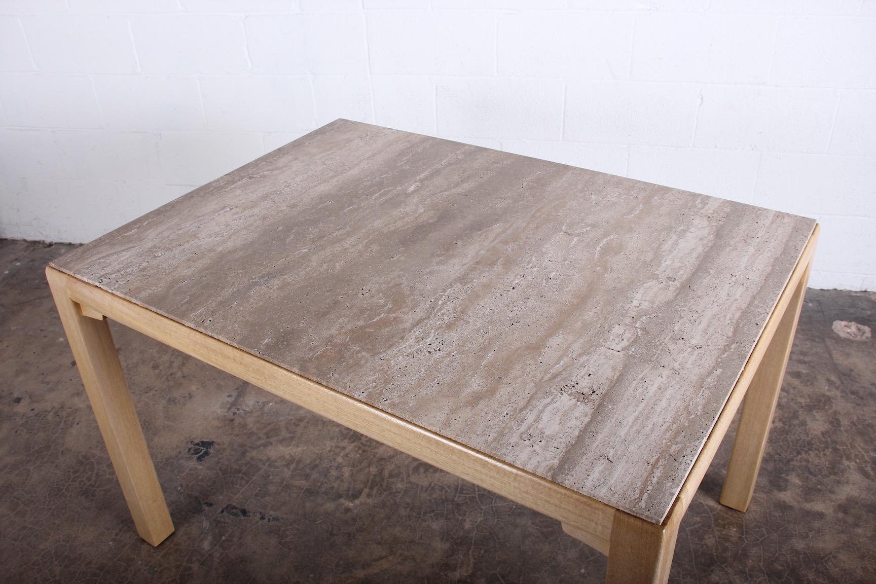 Travertine Dining Table / Desk by Edward Wormley for Dunbar For Sale 5