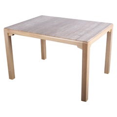 Table de salle à manger / bureau en travertin par Edward Wormley pour Dunbar