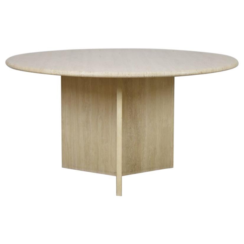 Travertine Dining Table from Italy, 1960s