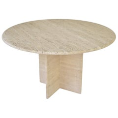 Travertine Dining Table from Italy, 1960s