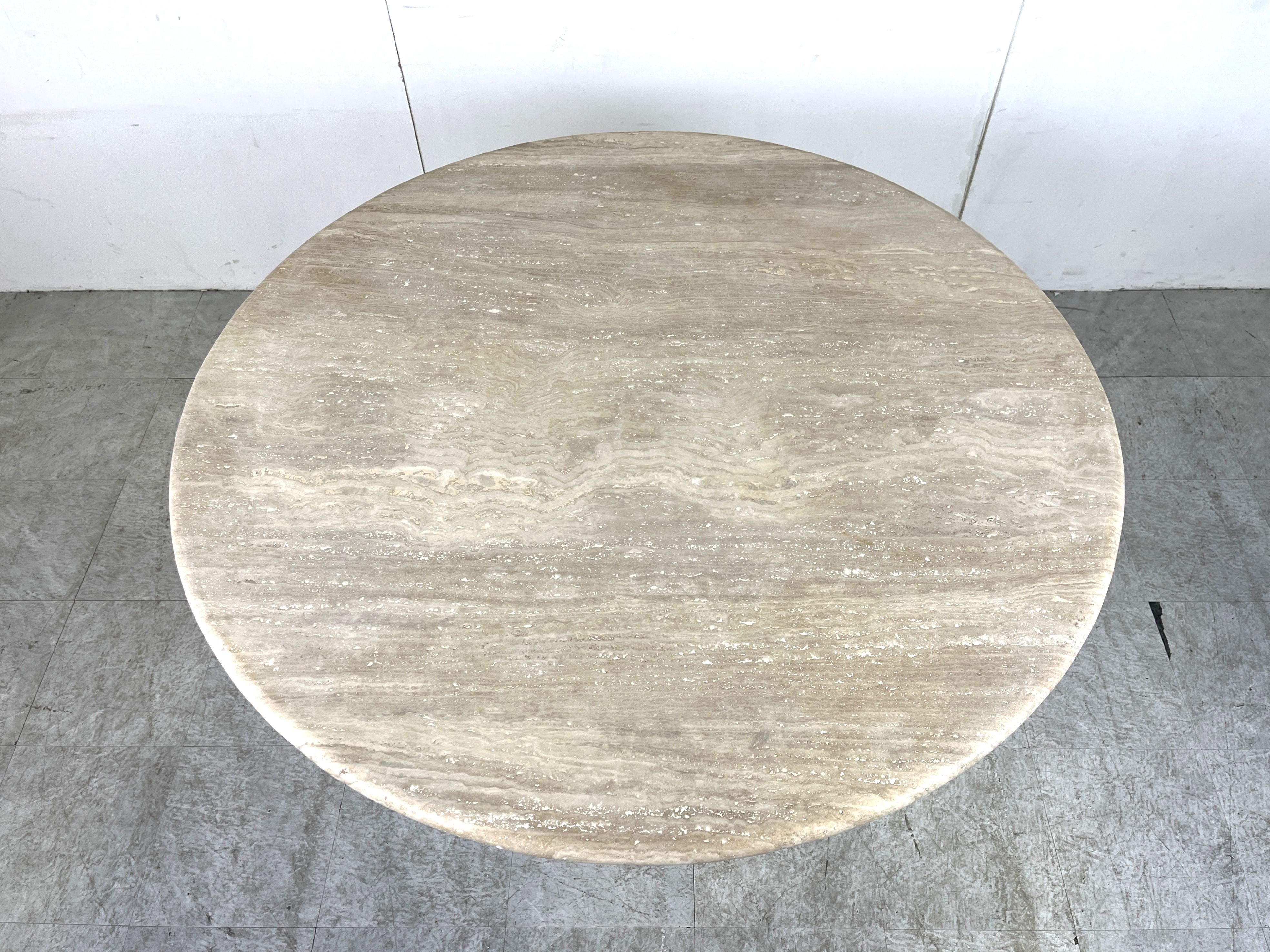 Late 20th Century Travertine dining table in the style of Angelo Mangiarotti, 1970s For Sale