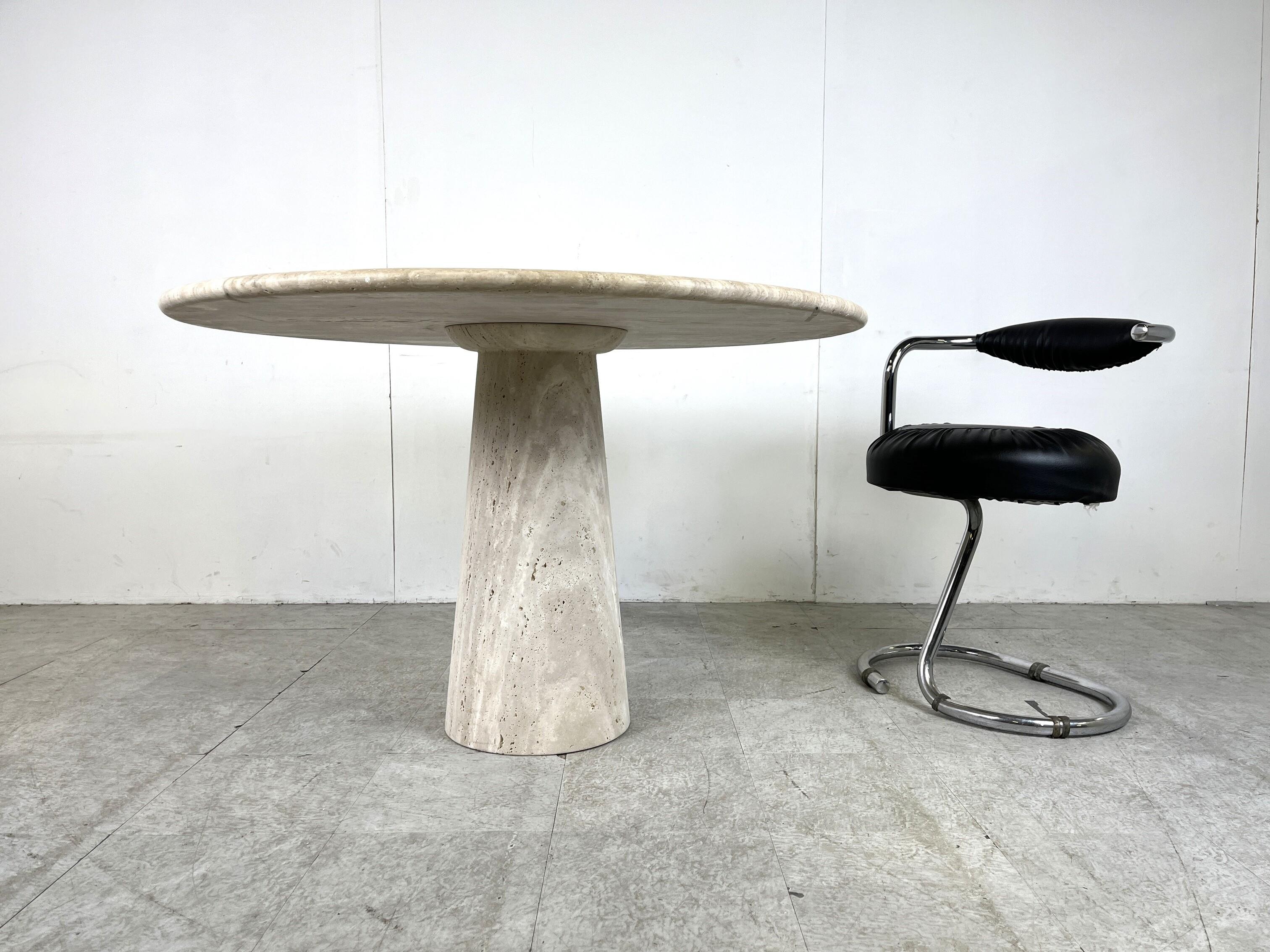 Travertine dining table in the style of Angelo Mangiarotti, 1970s 3