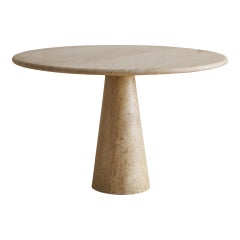 Travertine Dining Table in the Style of Angelo Mangiarotti