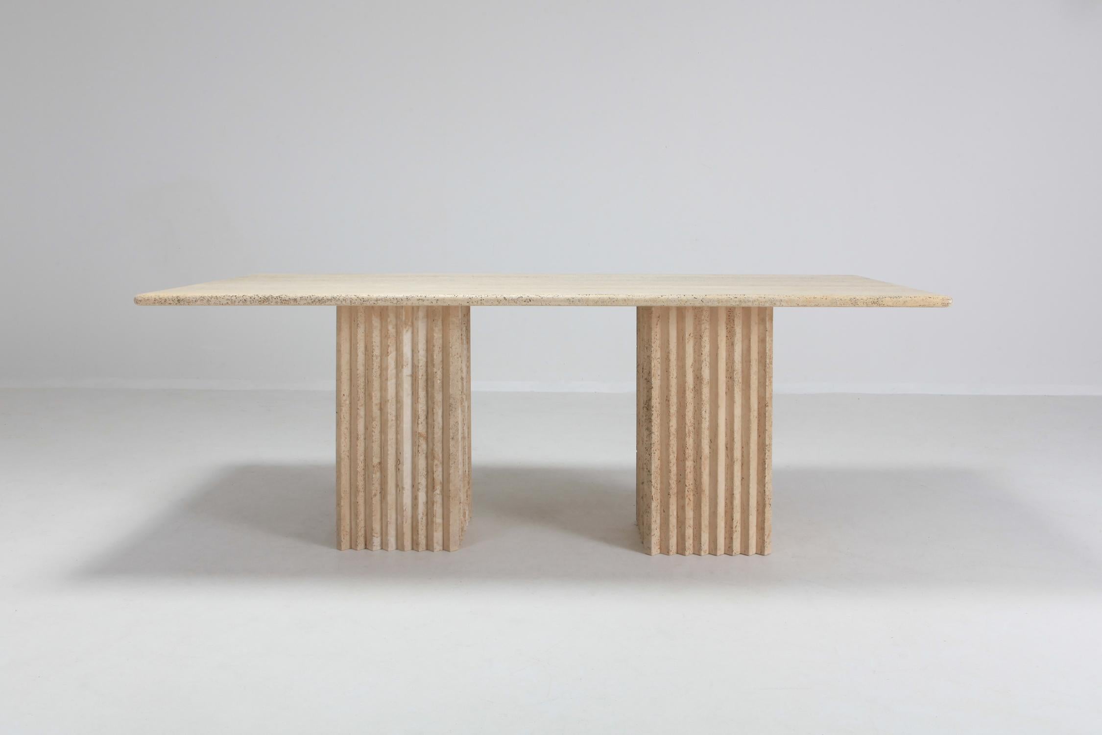 Travertine Dining Table in the Style of Carlo Scarpa and Angelo Mangiarotti (Postmoderne)