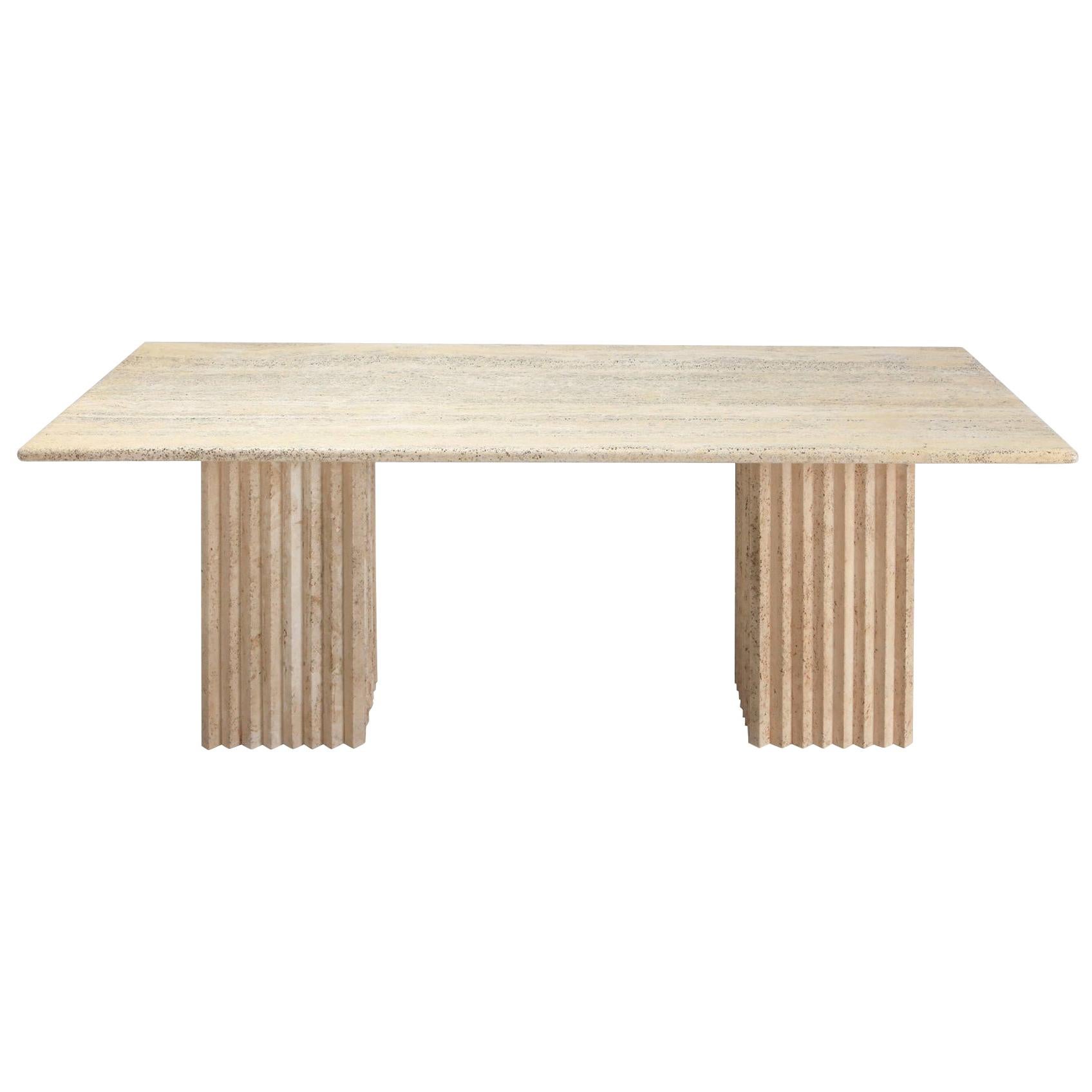 Travertine Dining Table in the Style of Carlo Scarpa