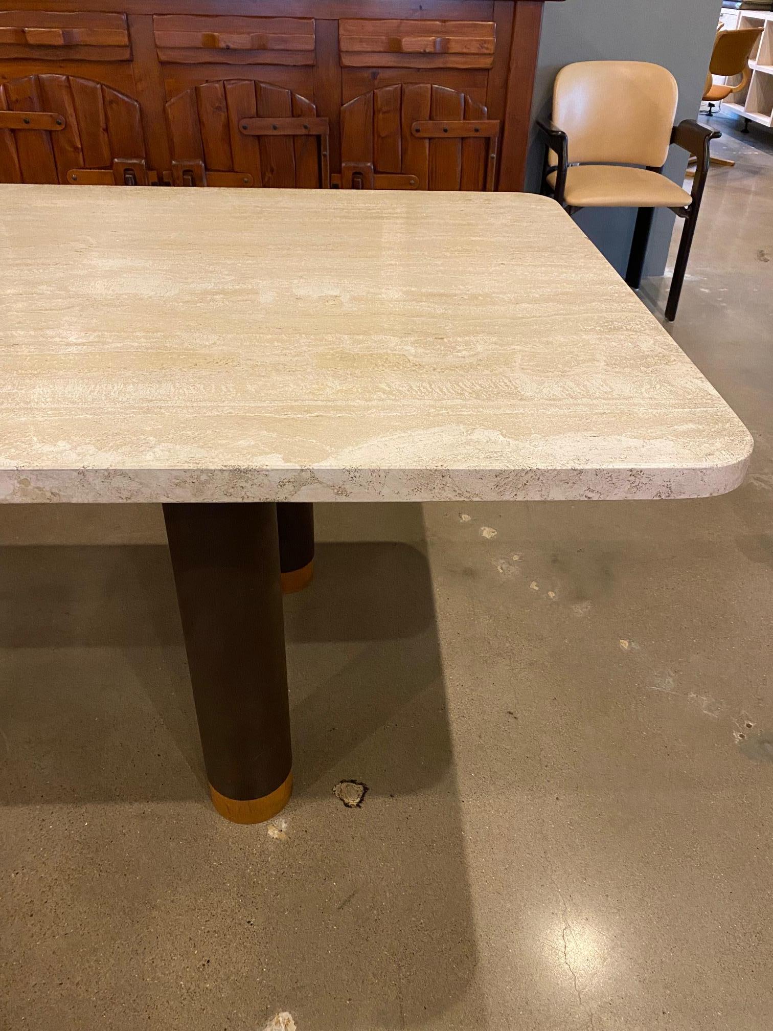 Travertine Dining Table, Italy, 1970's In Good Condition In Austin, TX