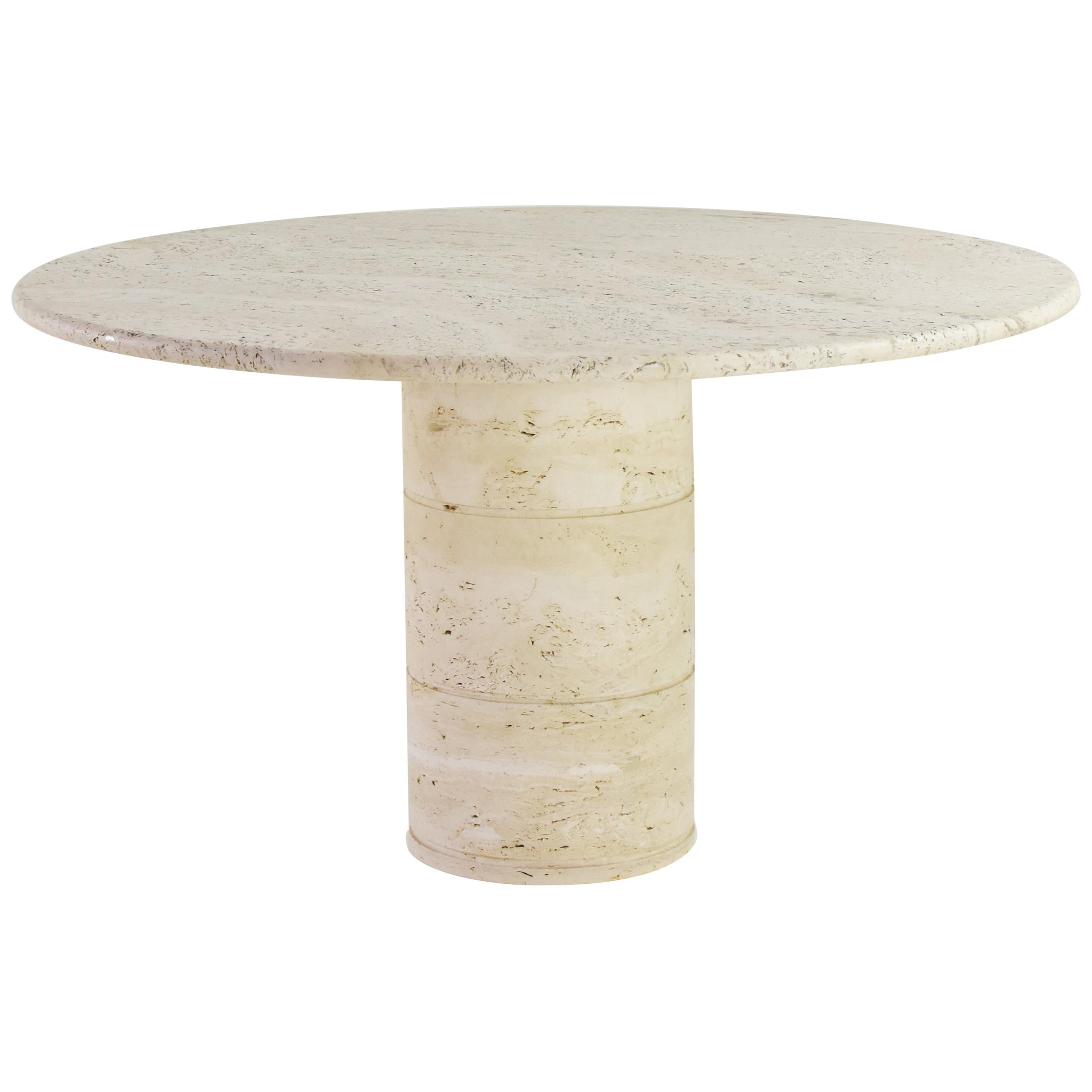 Travertine Dining Table, Italy, 1970s