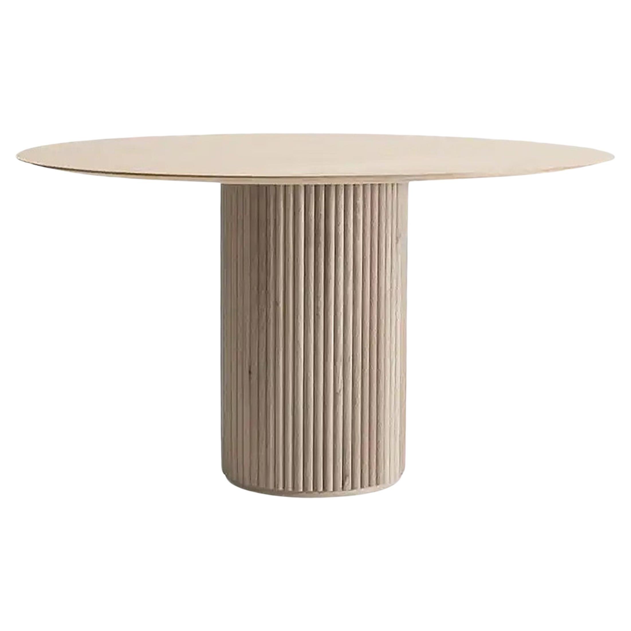 Travertine Dining Table with Fluting
