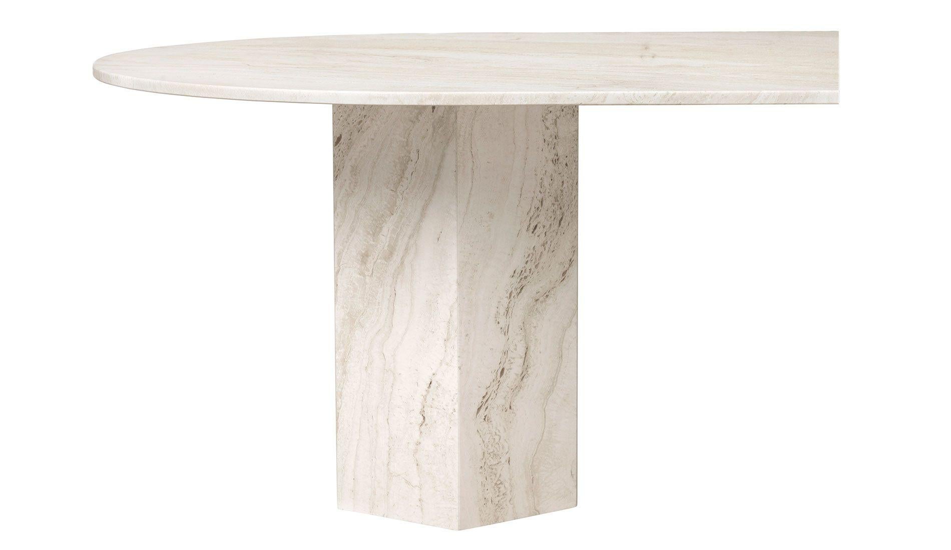 Mid-Century Modern Travertine Dining table with Hexagon Base For Sale