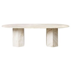 Travertine Dining table with Hexagon Base