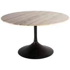 Travertine Dining Table with Knoll Edge and Tulip Base