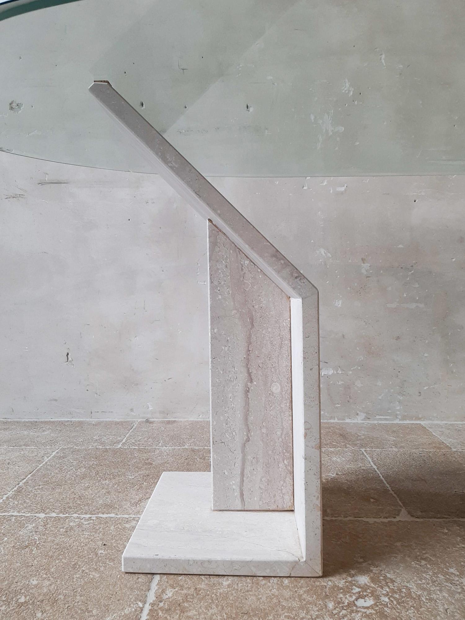 Late 20th Century Vintage Italian Travertine Dining Table Base, 1970s (without or with glass top)