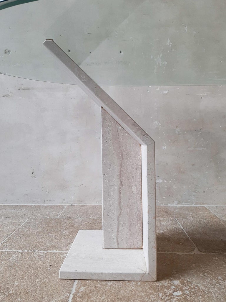 Glass Vintage Italian Travertine Dining Table Base, 1970s (without or with glass top) For Sale