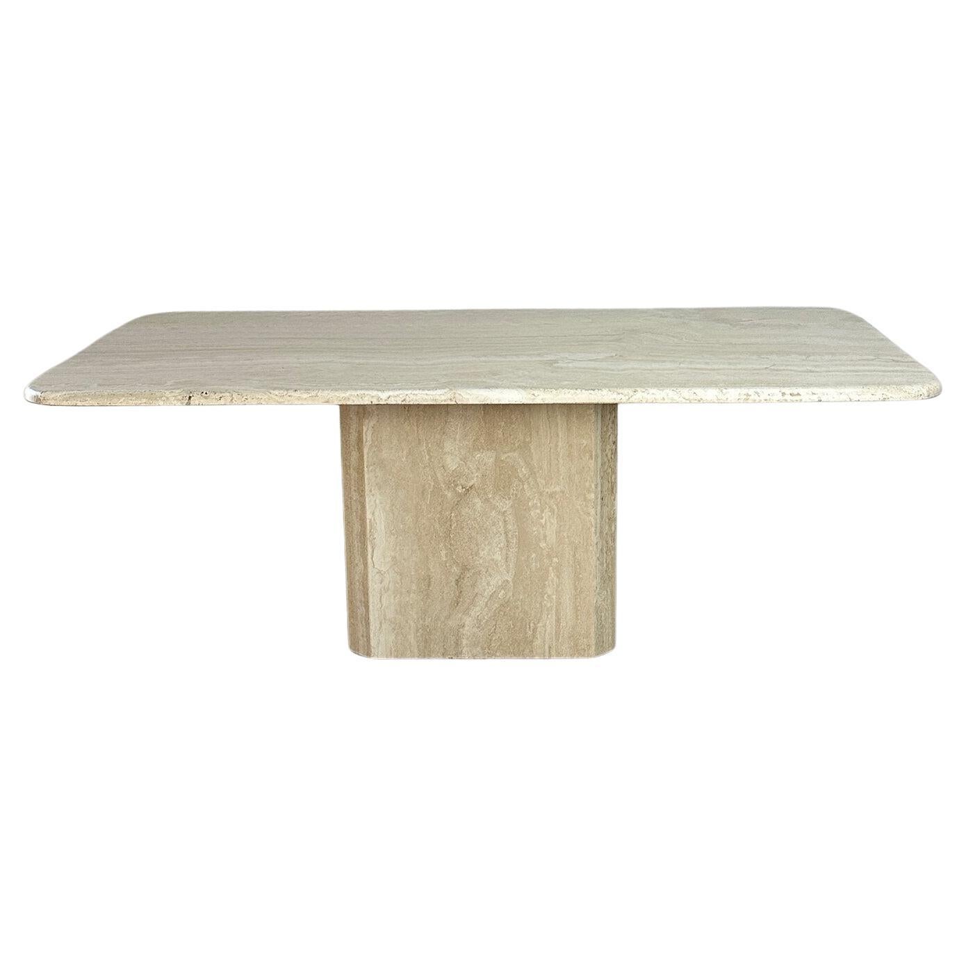 Travertine dining table with rounded edges For Sale