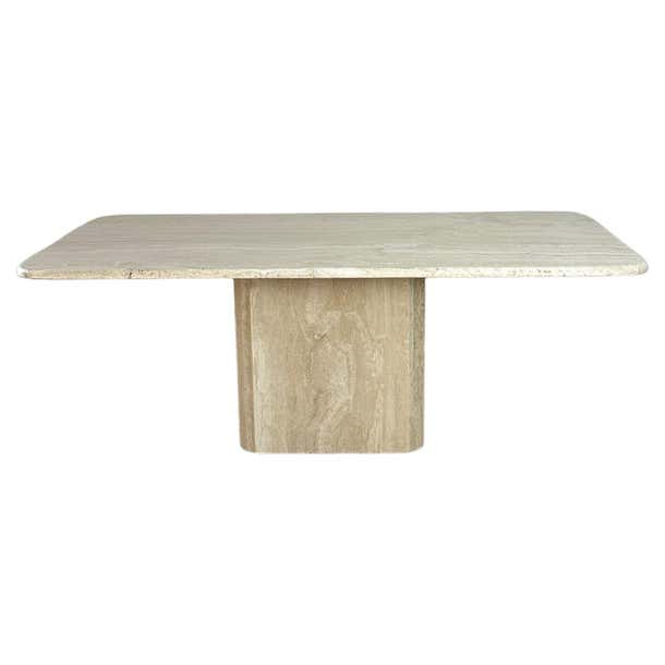 Travertine dining table with rounded edges For Sale at 1stDibs