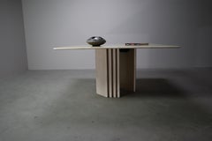 Travertine dining table with sculptural base, Italy, Late 1960s
