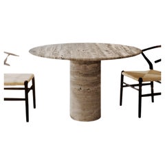 Travertine Dining Table With Solid Base