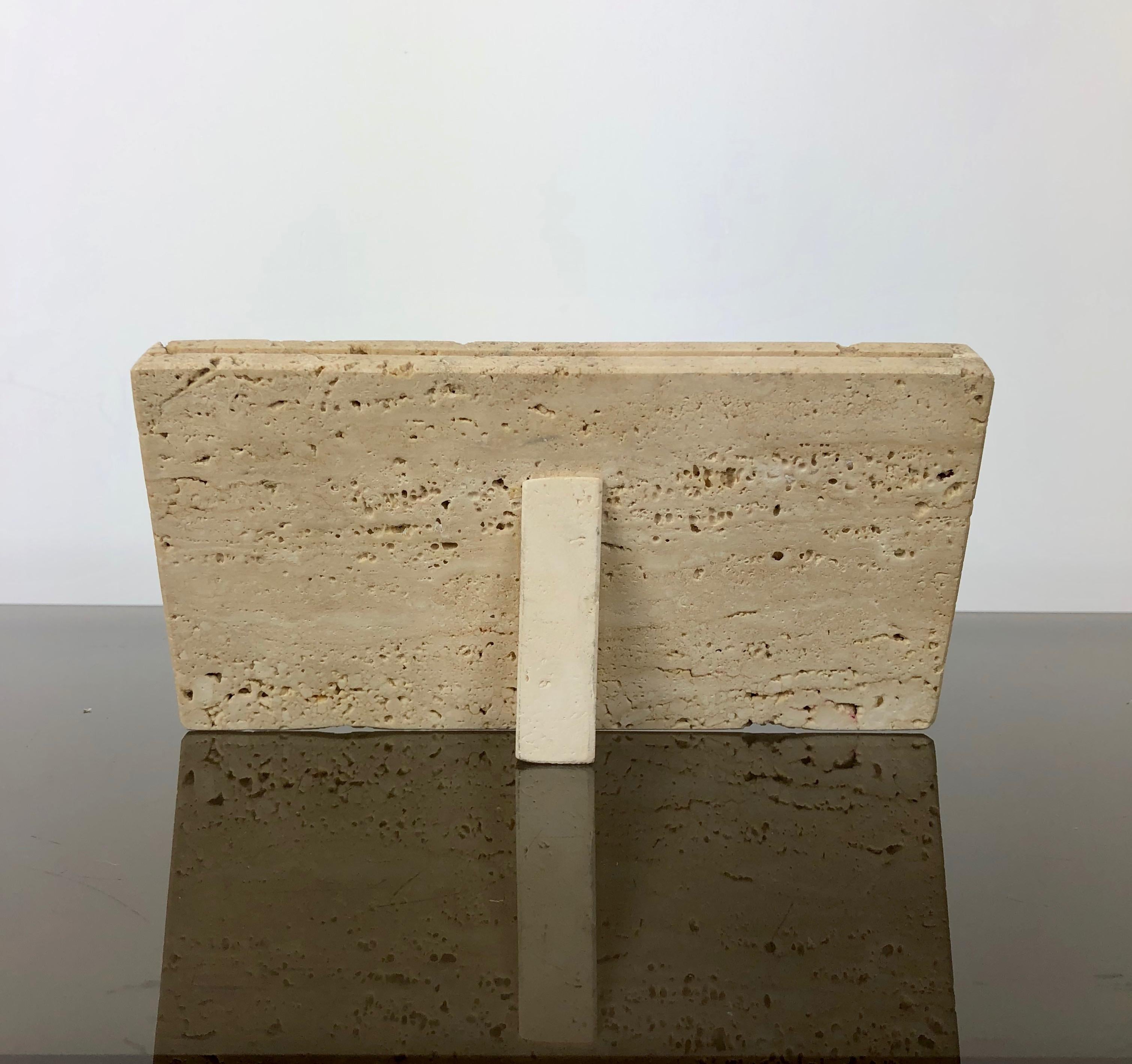 Travertine Double Picture Frame, Italy, Mid-Century Modern In Good Condition In Rome, IT