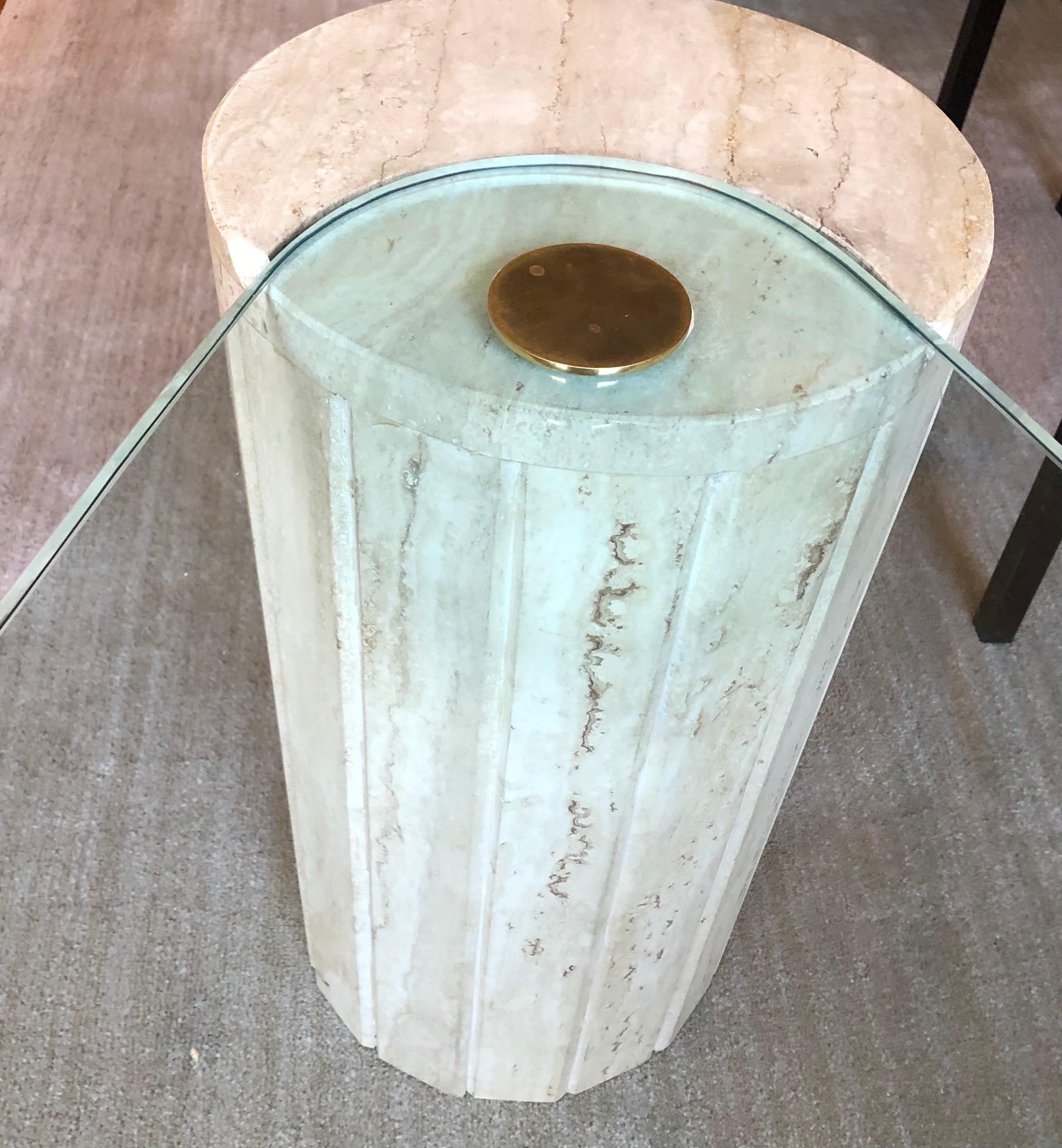 Italian Travertine Drink Table attributed to Pace In Good Condition In Philadelphia, PA