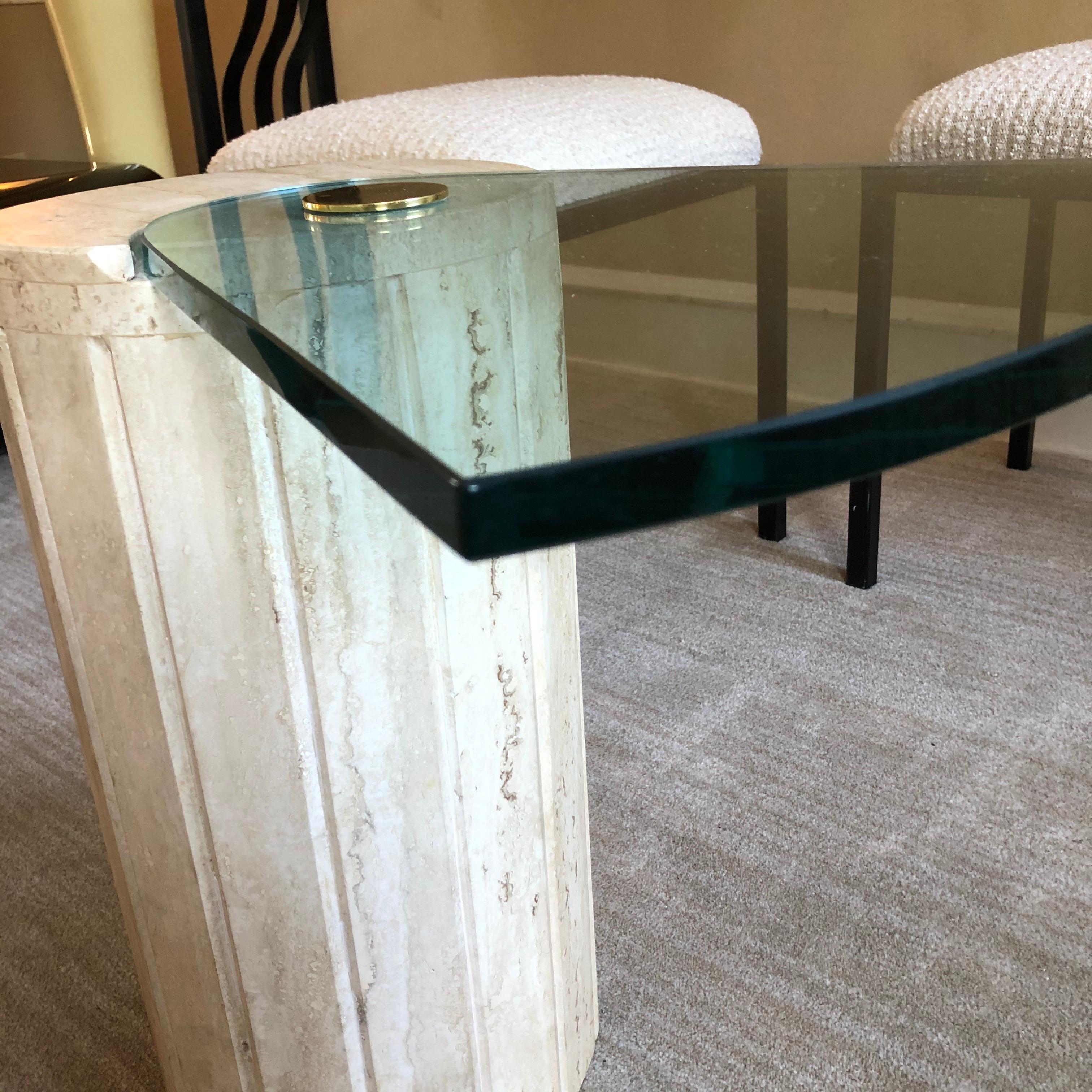 Italian Travertine Drink Table attributed to Pace 1