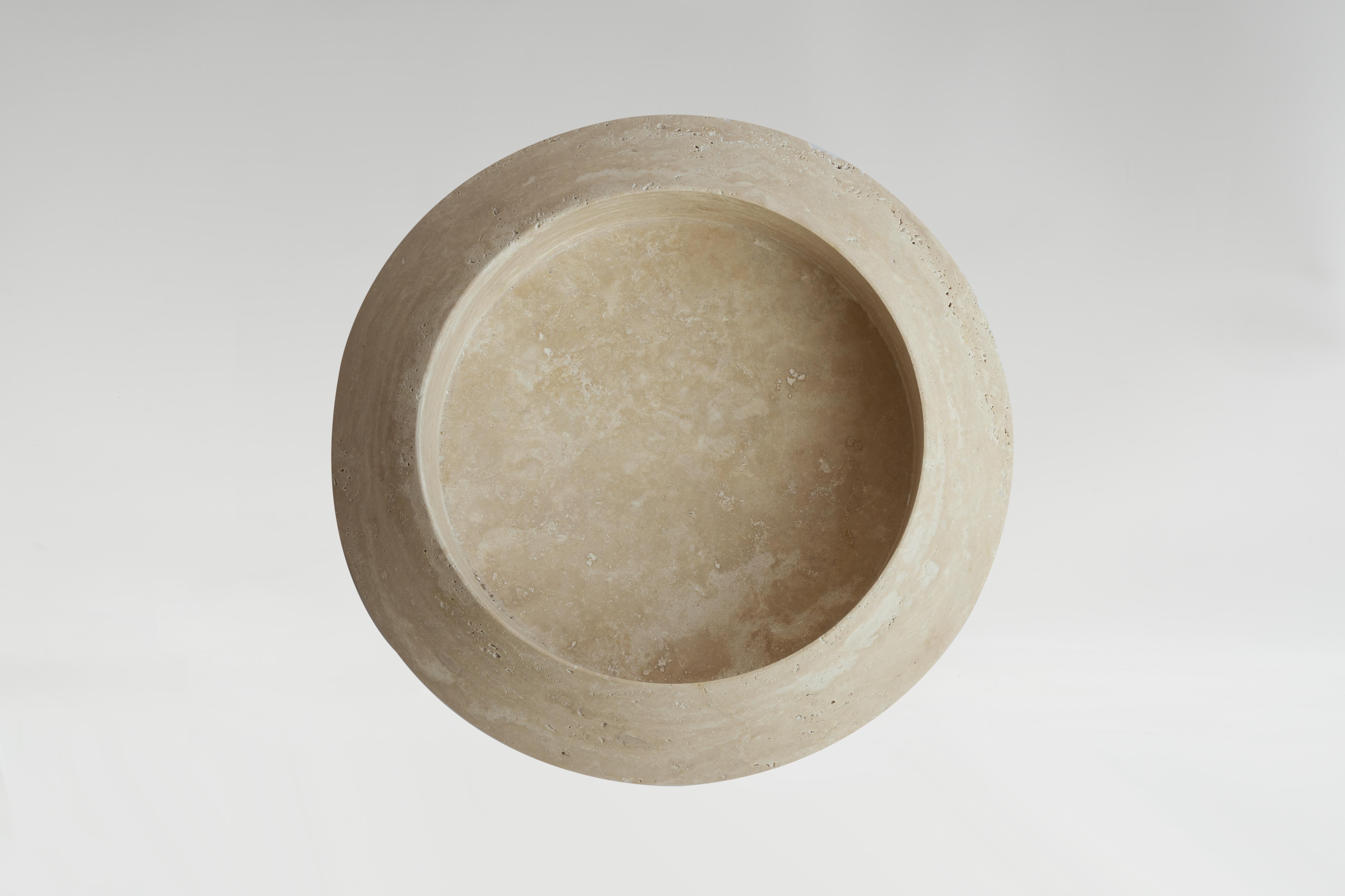 Contemporary Travertine Eclipse Bowl Centerpiece XXL  Limited Edition For Sale