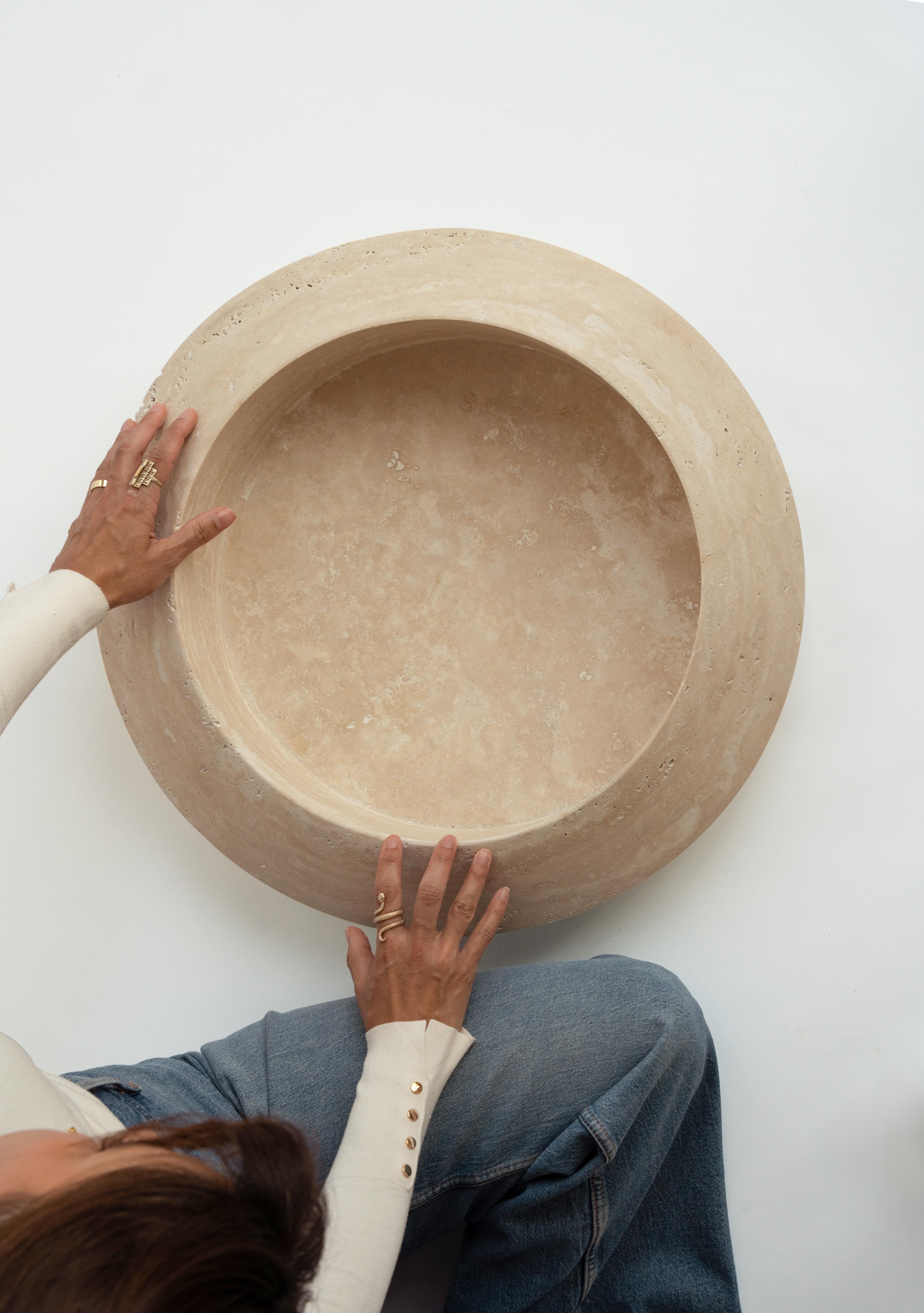 Travertine Eclipse Bowl Centerpiece XXL  Limited Edition For Sale 2