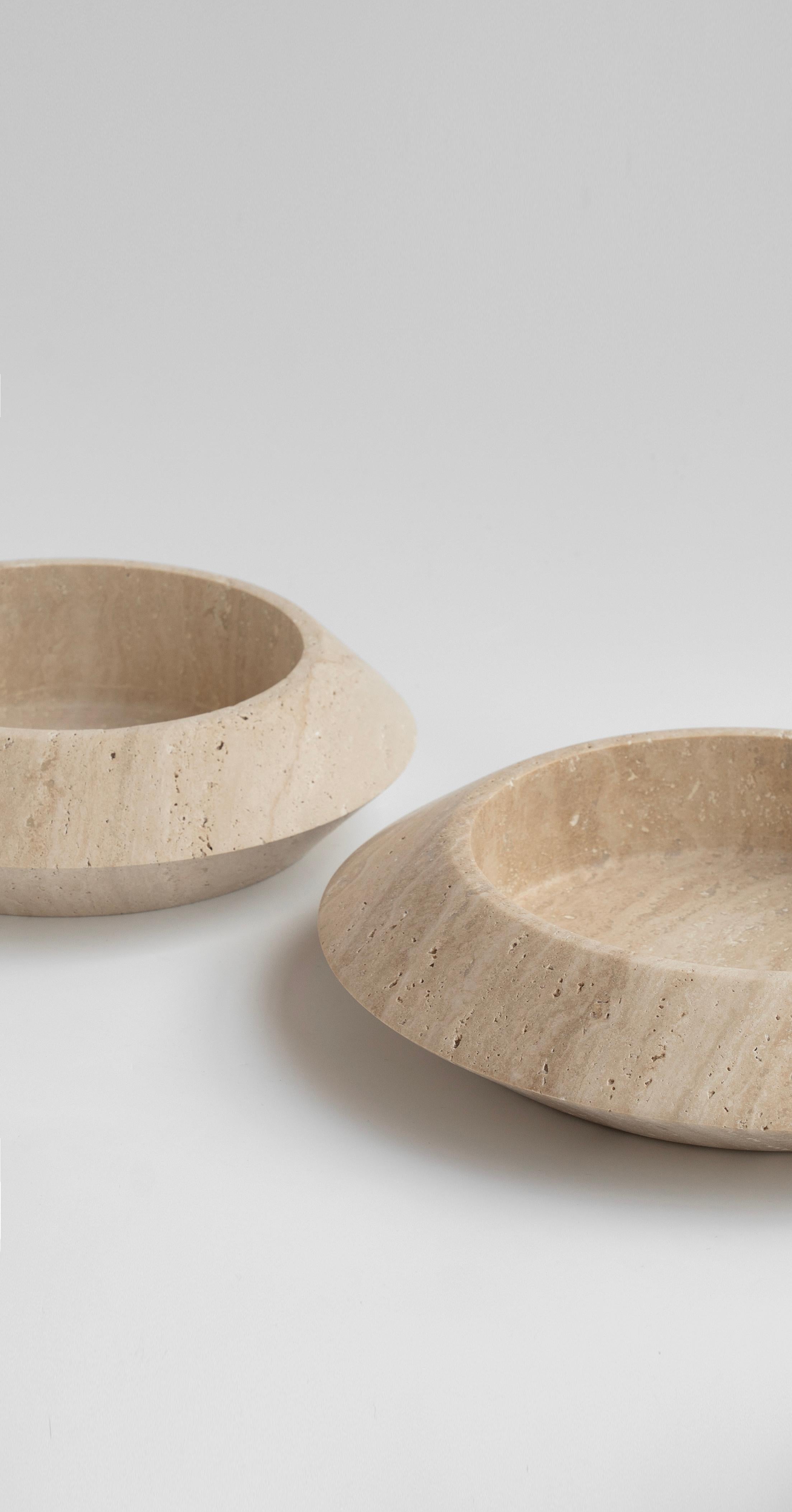 Hand-Crafted Travertine Eclipse Bowl XL For Sale