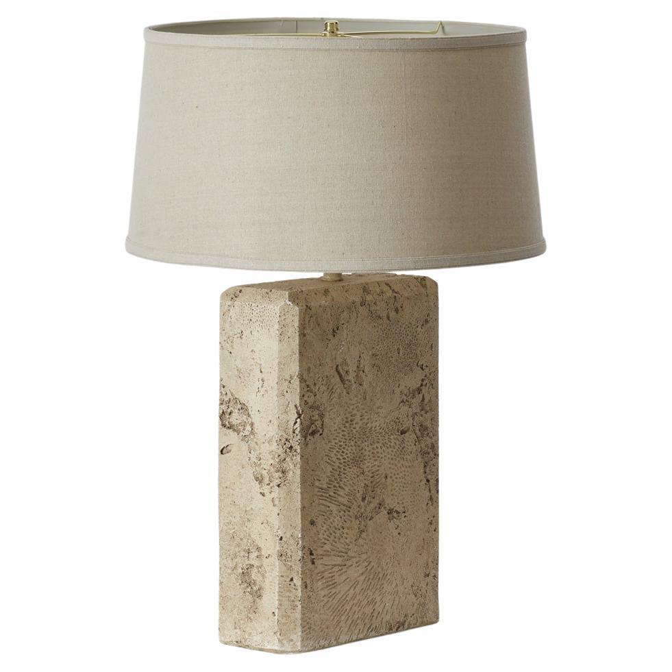 Travertine Effect Table Lamp, US, 1970s For Sale