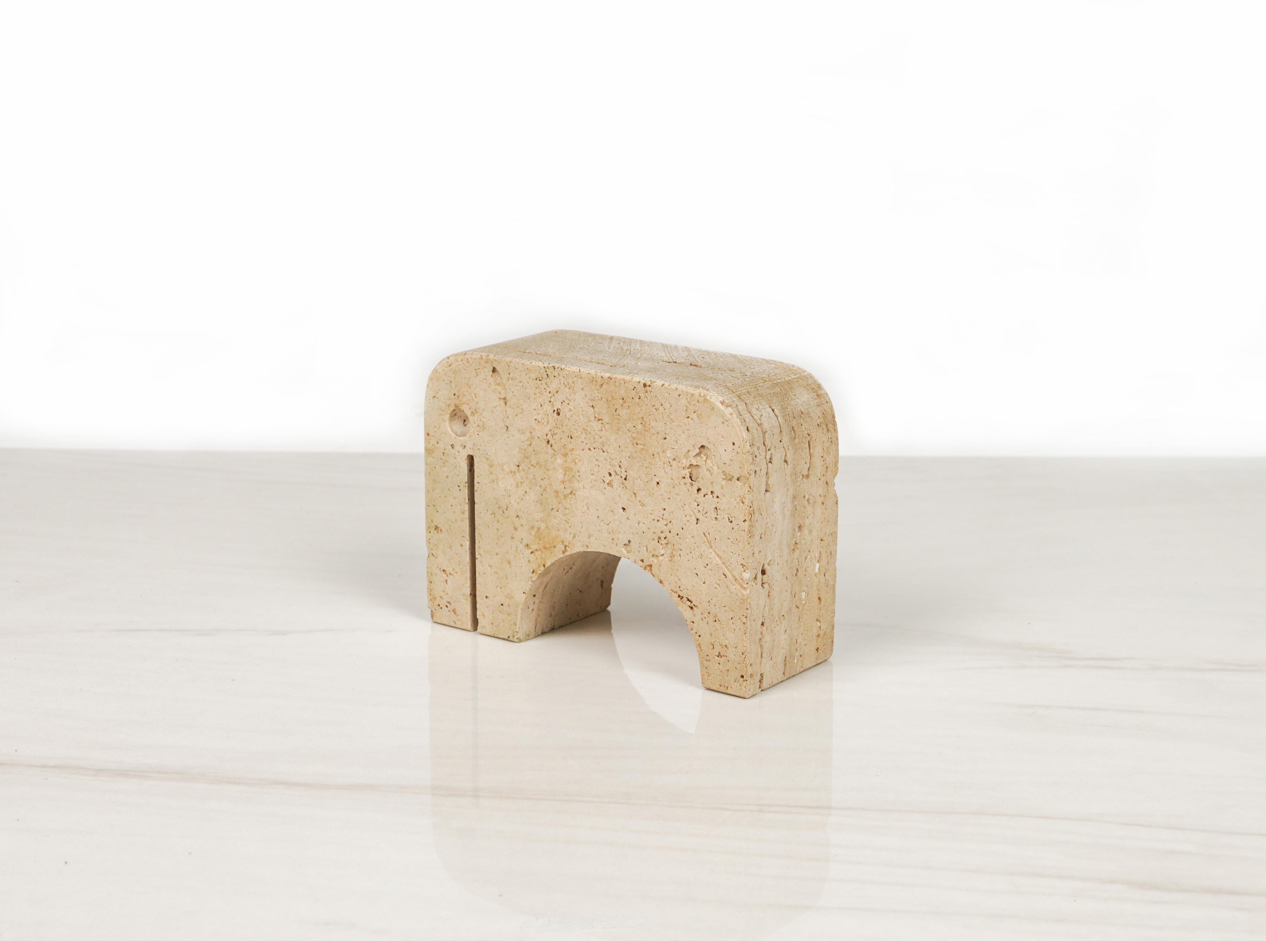Travertine Elephant Sculpture / Bookend by Fratelli Mannelli, Italy 1970s For Sale 5