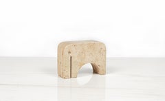 Travertine Elephant Sculpture / Bookend by Fratelli Mannelli, Italy 1970s