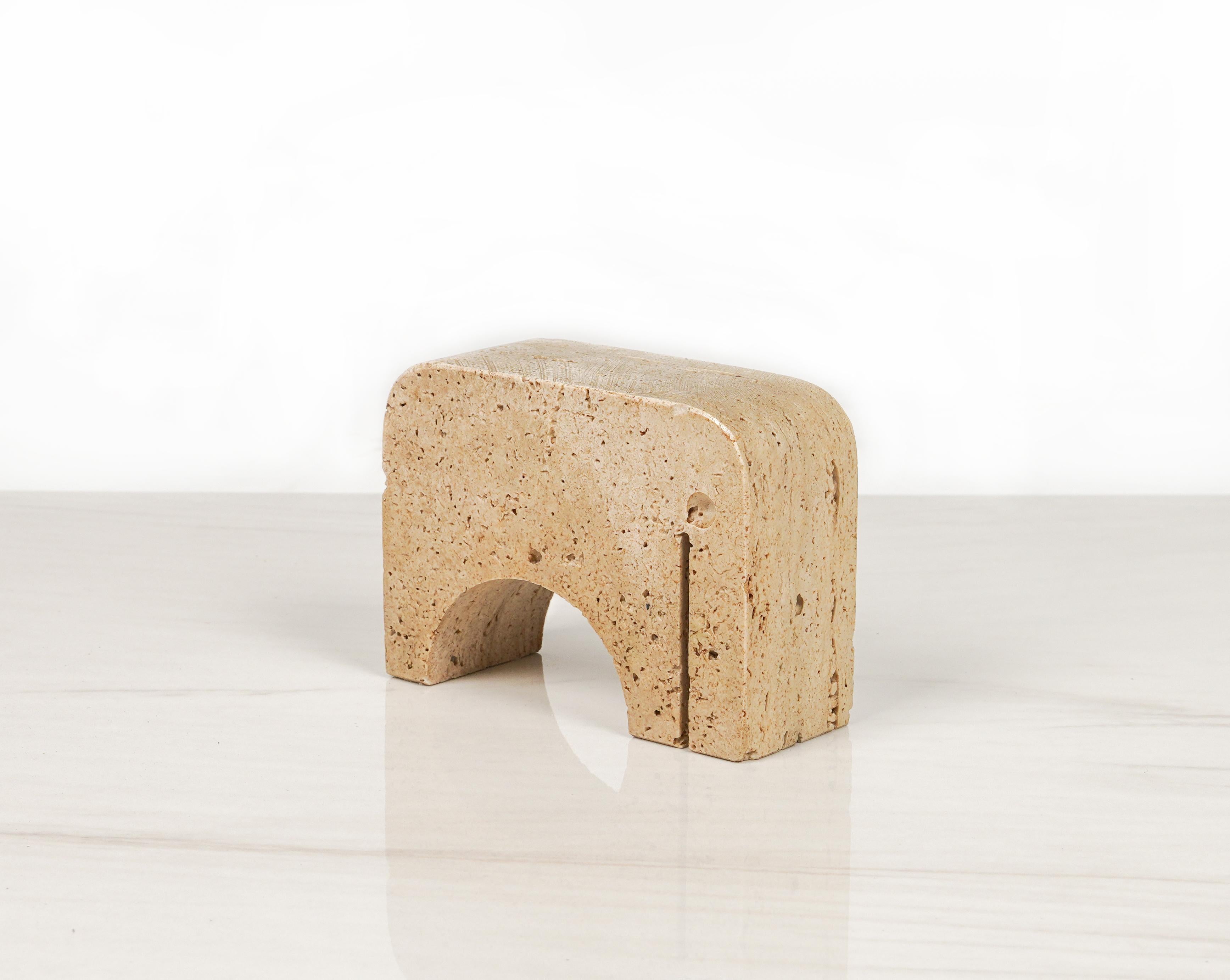 Travertine Elephant Sculpture / Bookend by Fratelli Mannelli, Italy 1970s For Sale 2