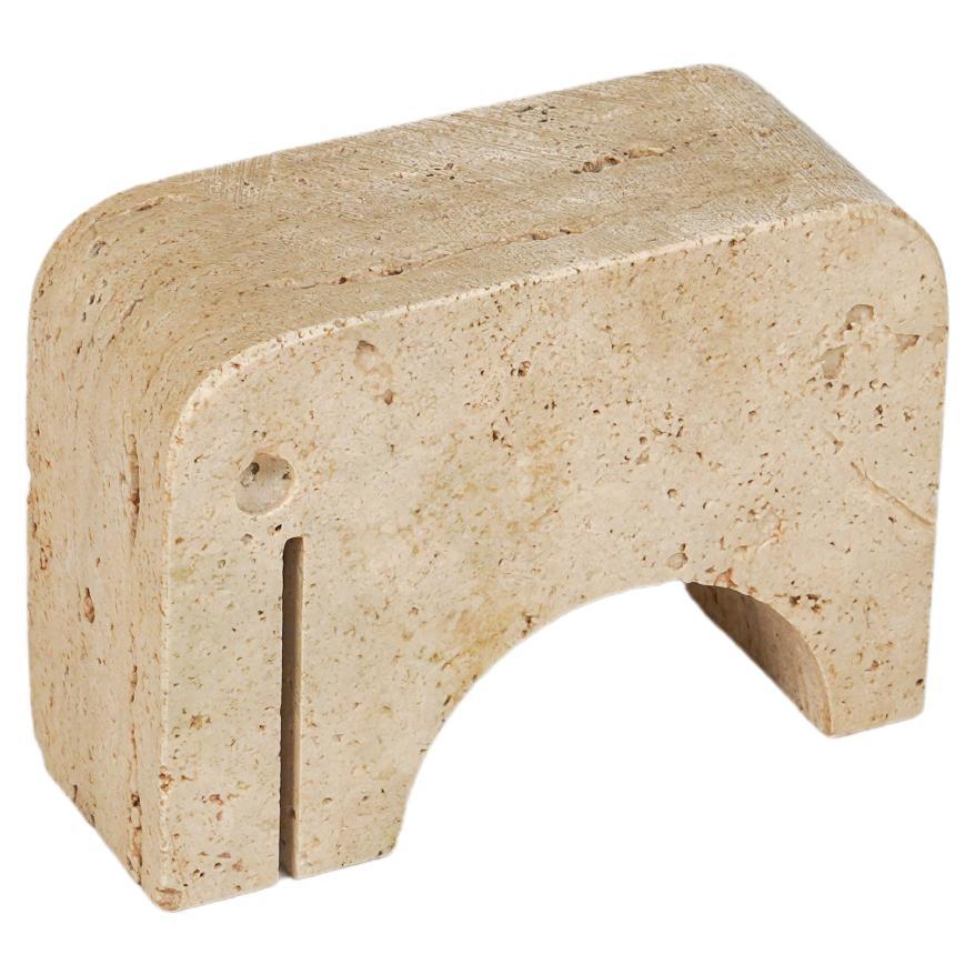 Travertine Elephant Sculpture / Bookend by Fratelli Mannelli, Italy 1970s For Sale
