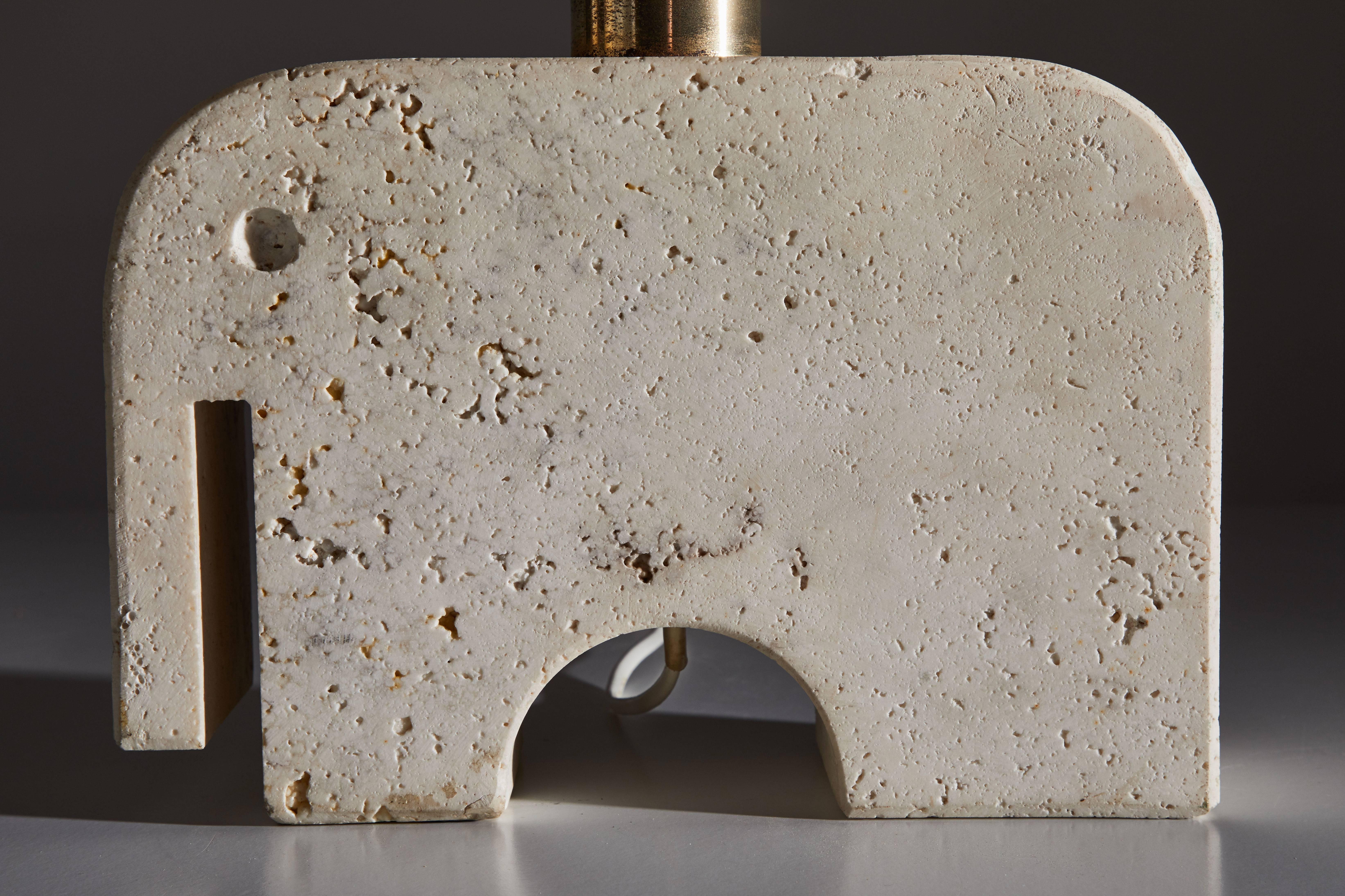 Italian Travertine Elephant Table Lamp by Fratelli Manelli